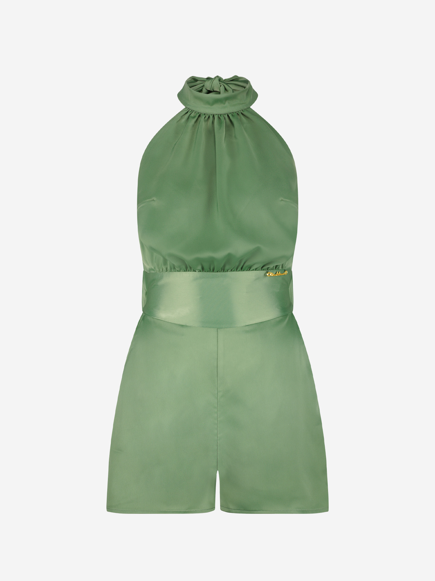 Satin playsuit with bow detail