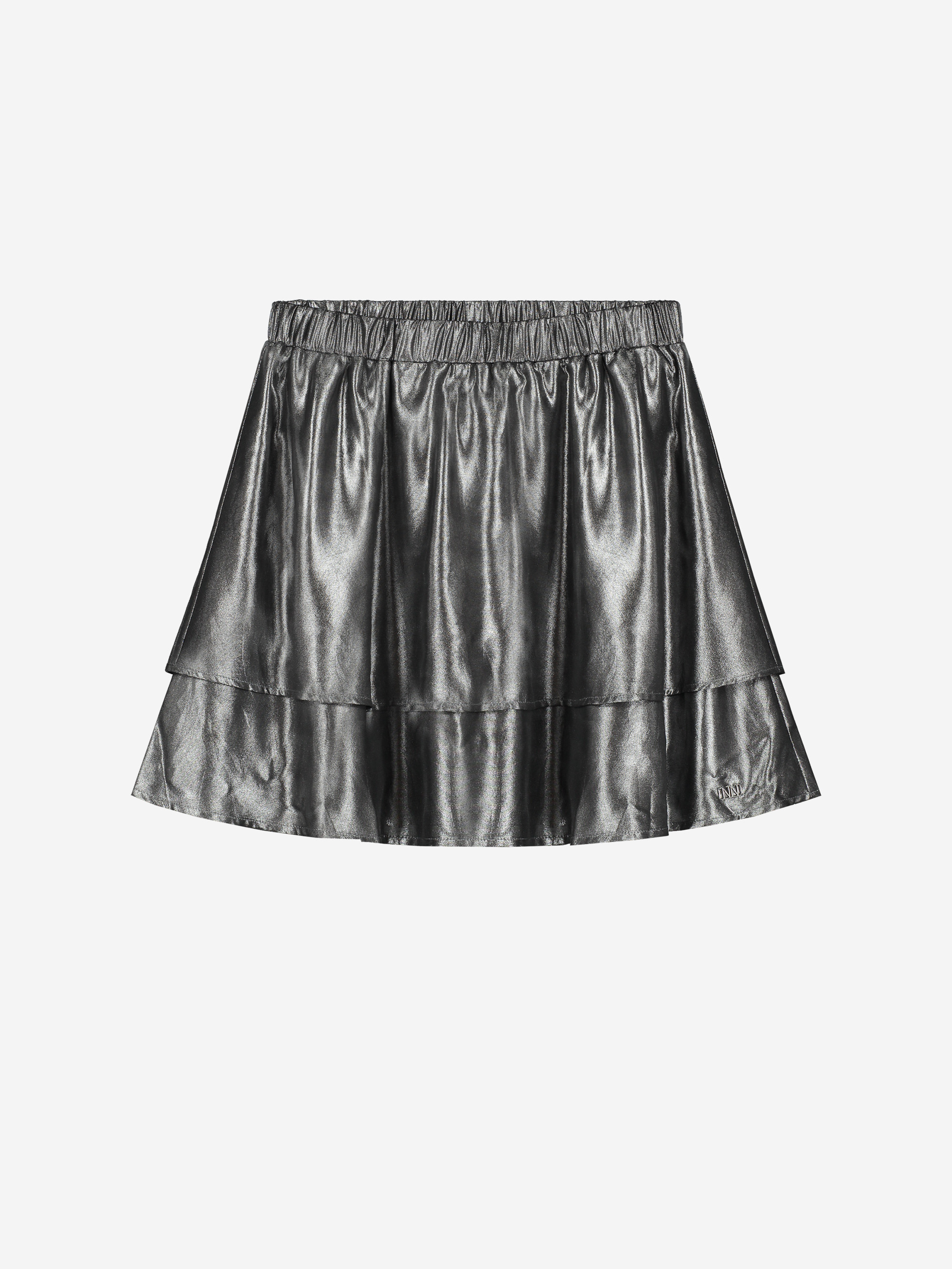 A-line skirt with metallic look and elastic waistband