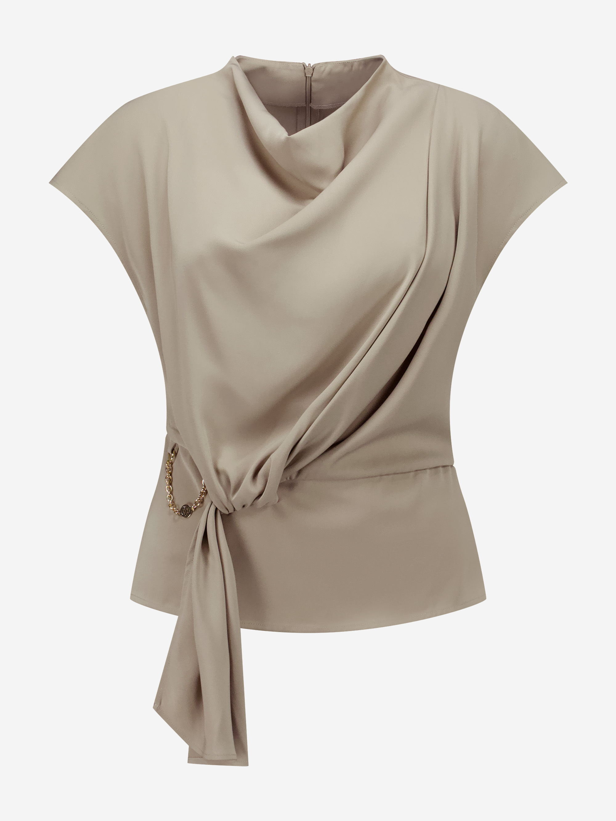 Losvallende top met gedraaid knoop detail en ketting accent