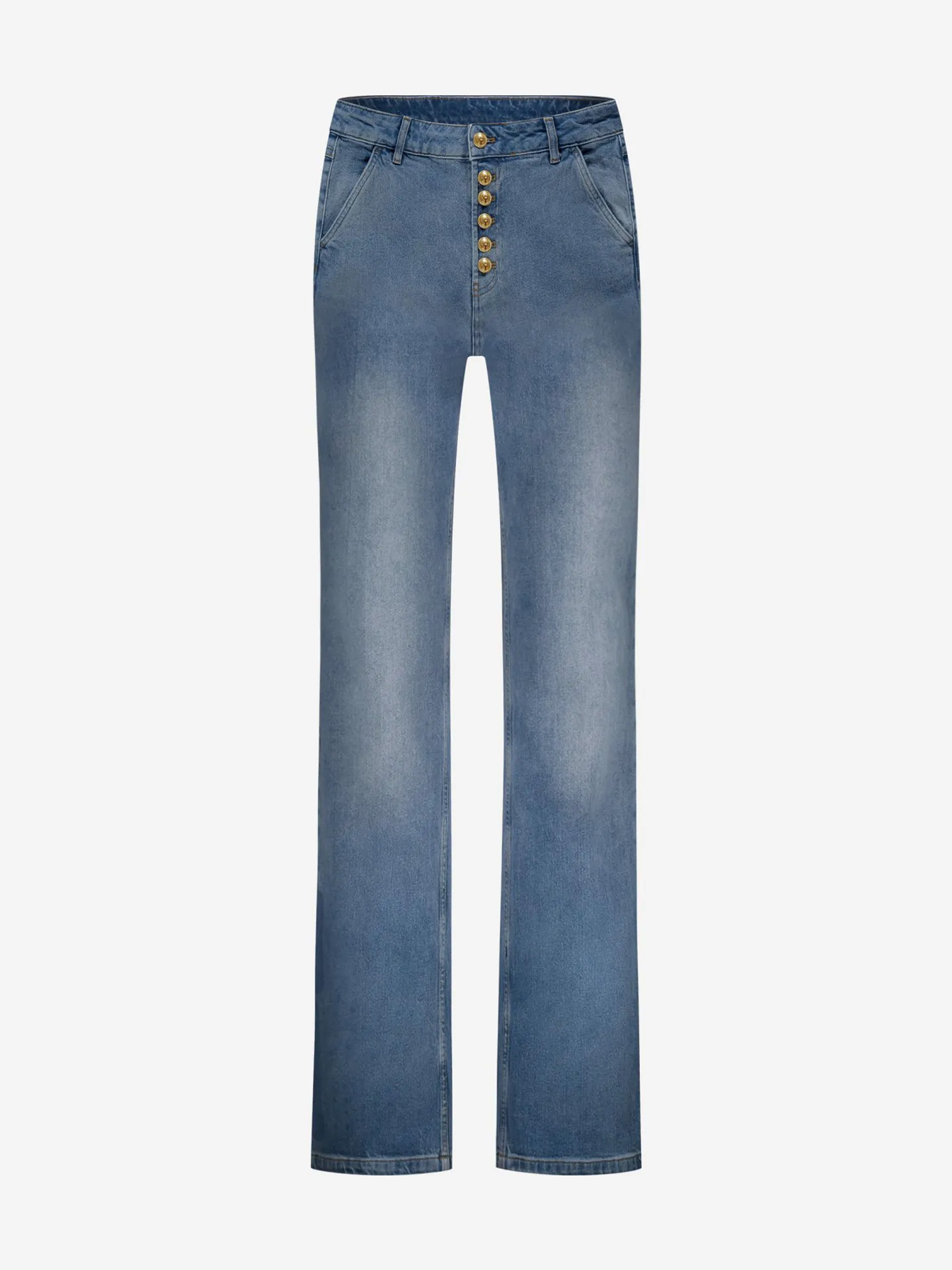 Loose-fitting jeans with row of buttons