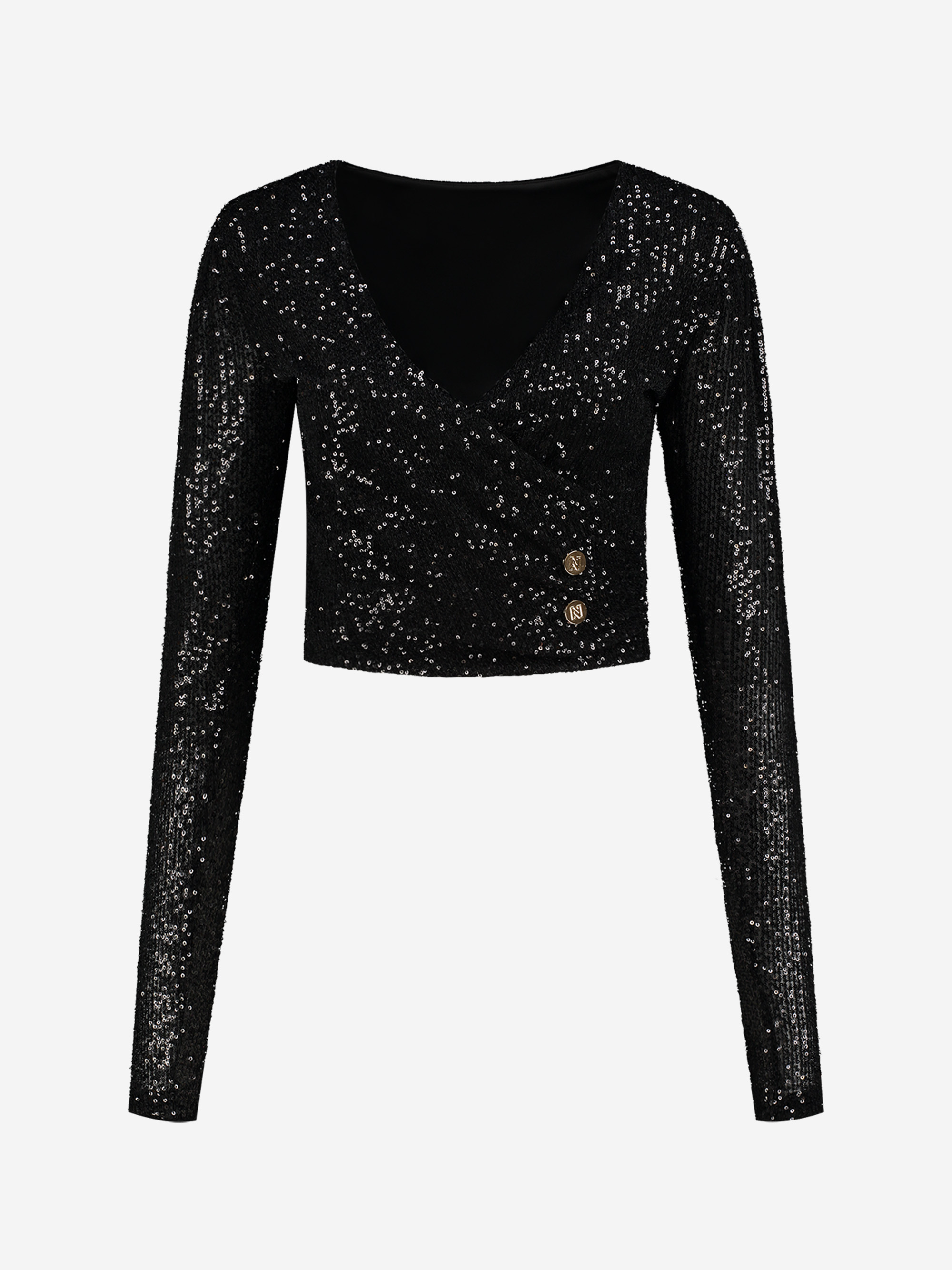 Glitter top met V-hals