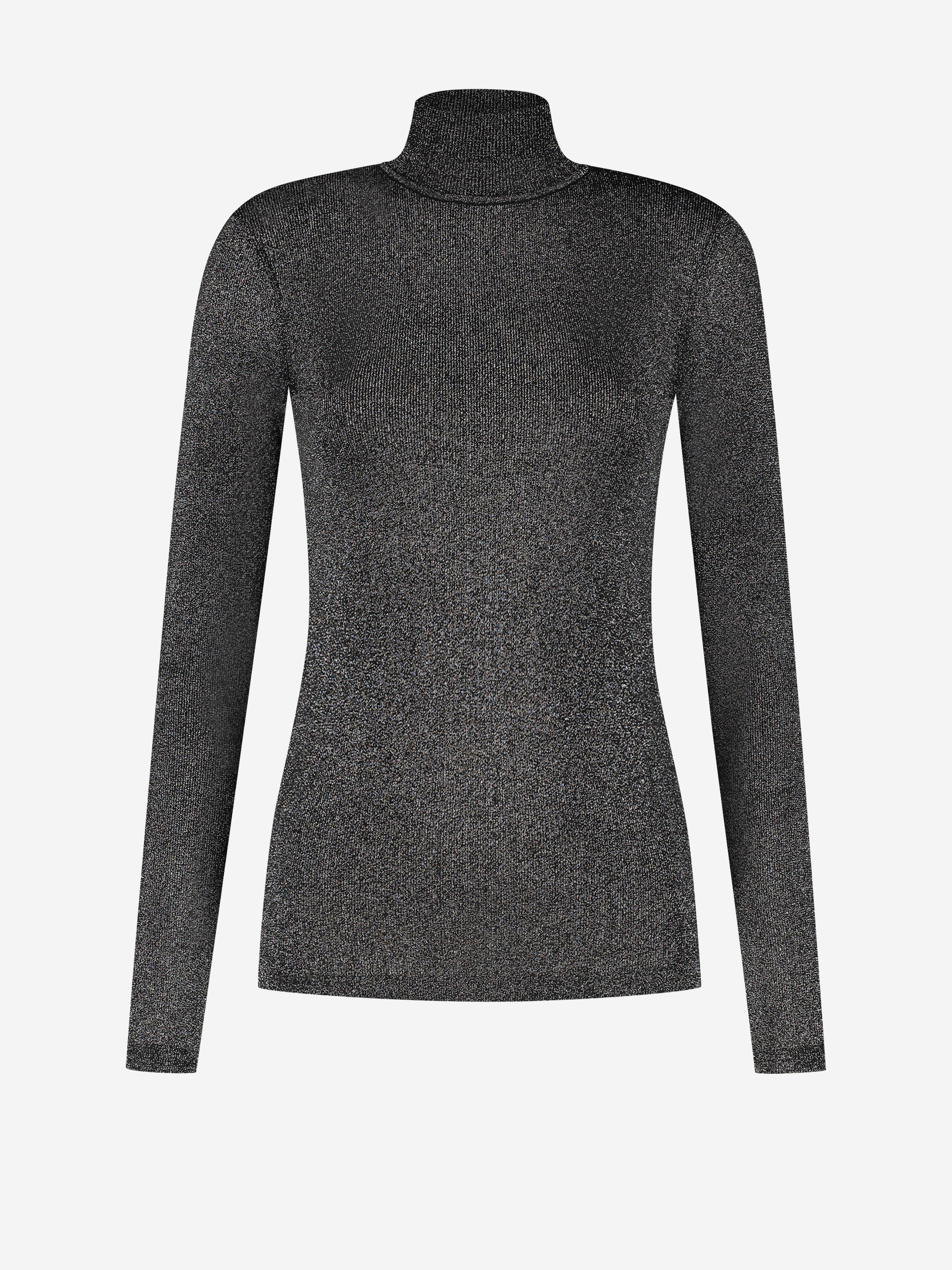 Ribbed glitter top with turtleneck