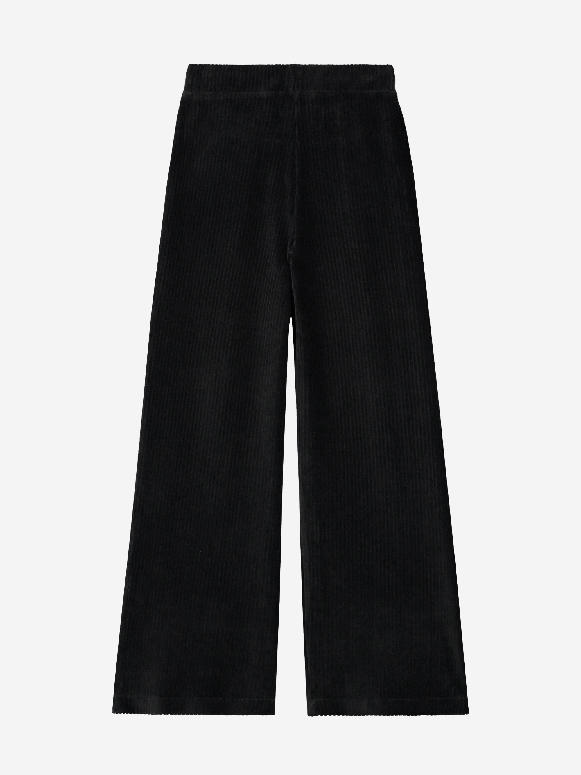 Ribbed velvet pants with elastic waistband