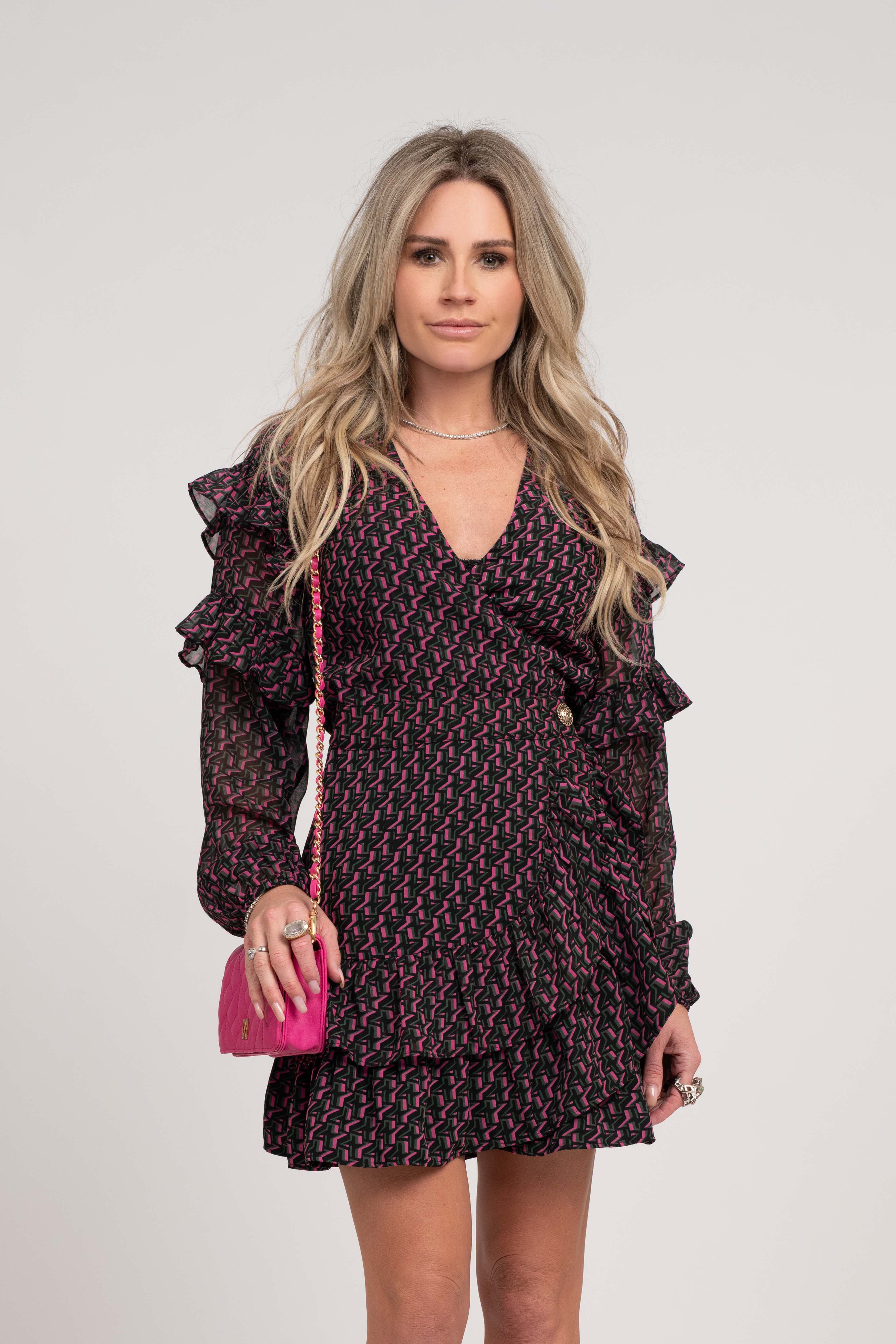  Dress with ruffles and all-over print