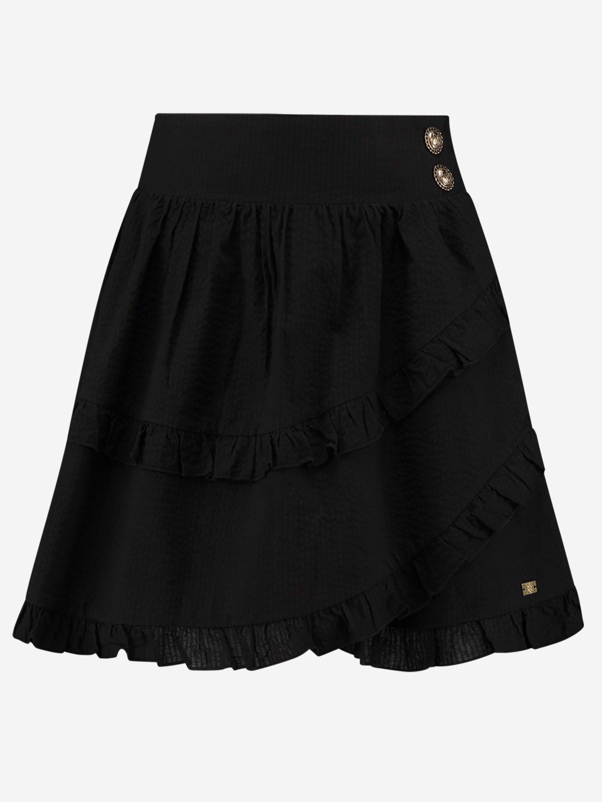 A-line skirt with ruffles and elastic waistband