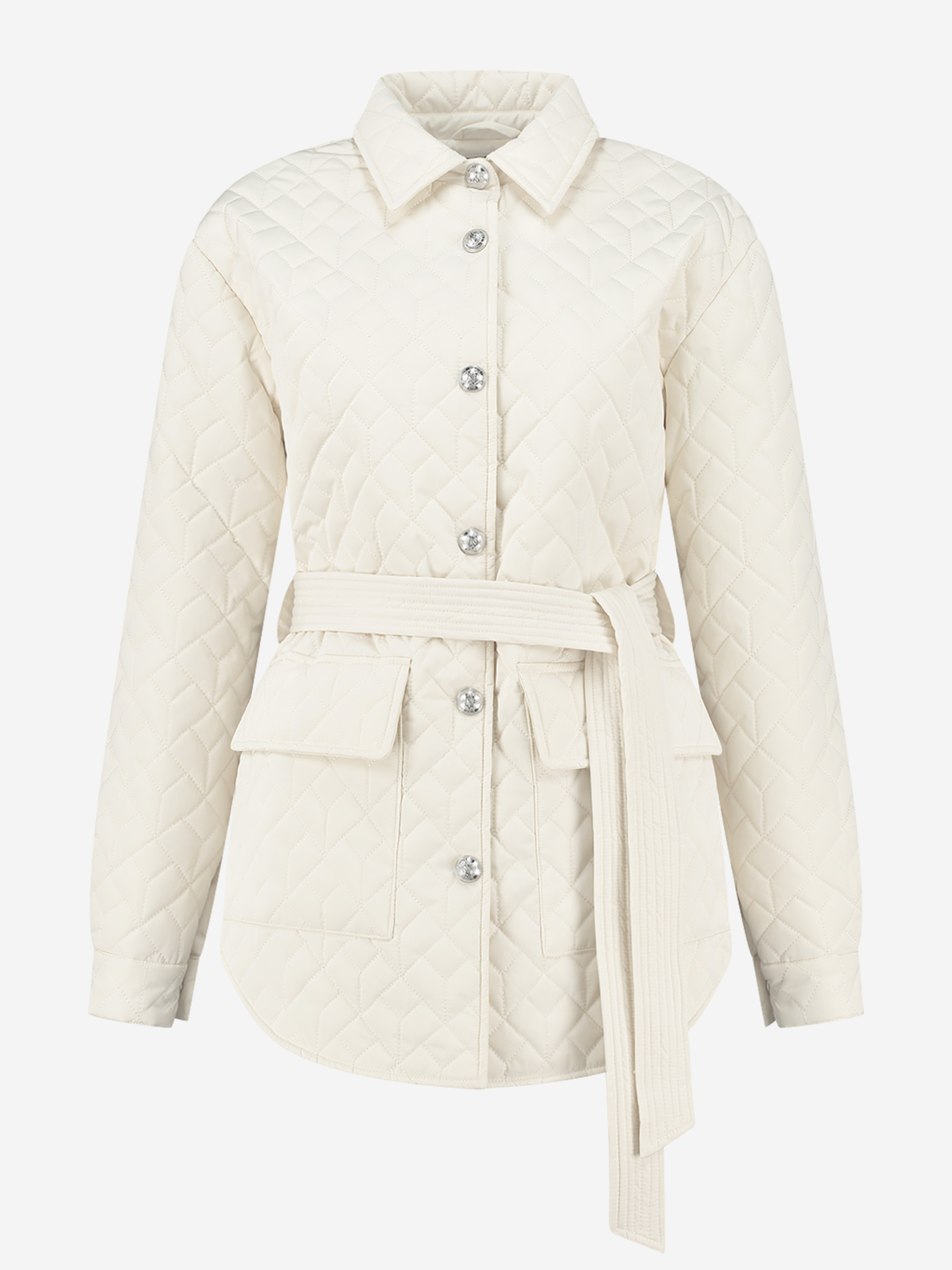  Quilted Jacket with tie belt