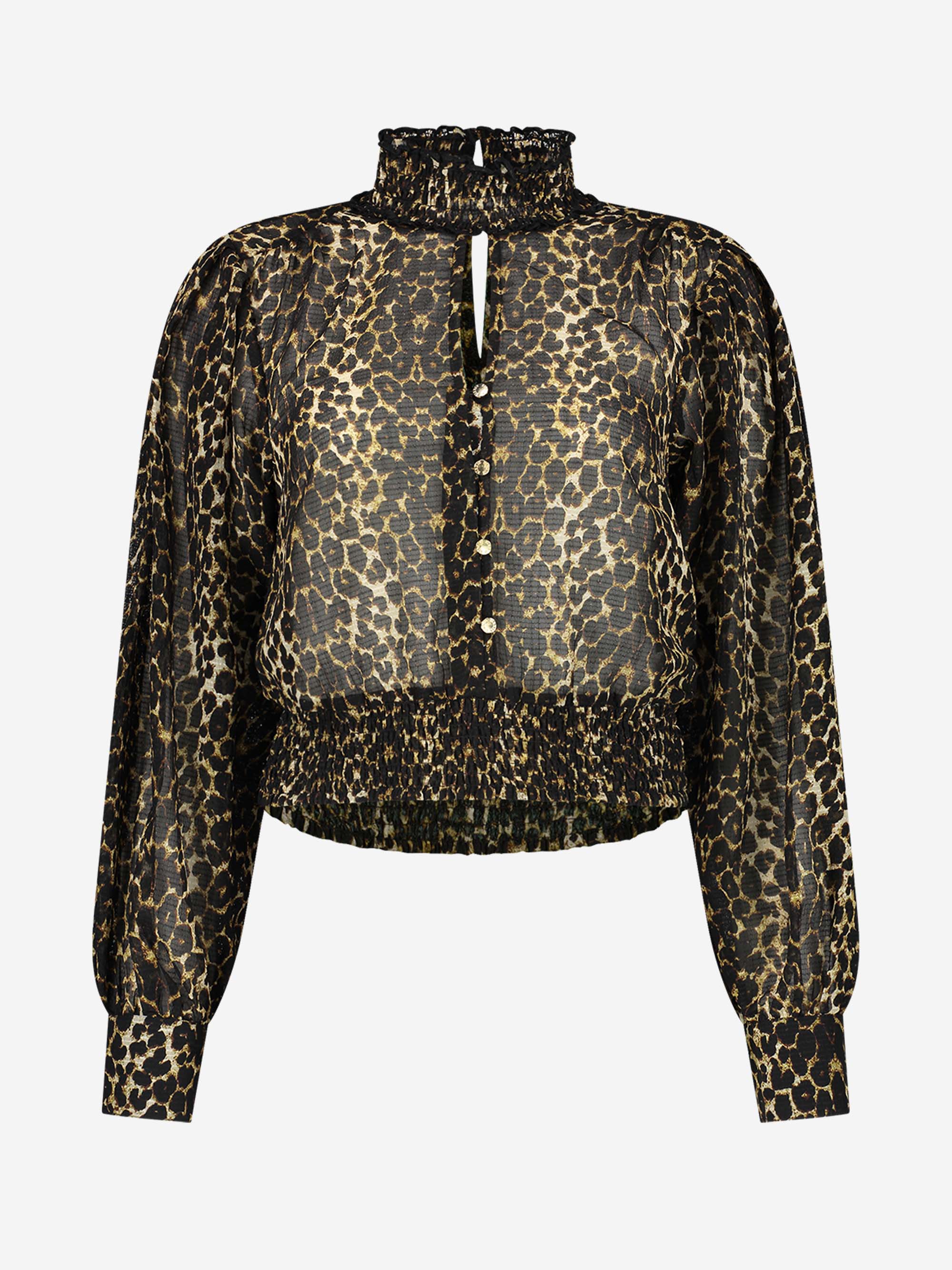 Transparent blouse with panther pattern 