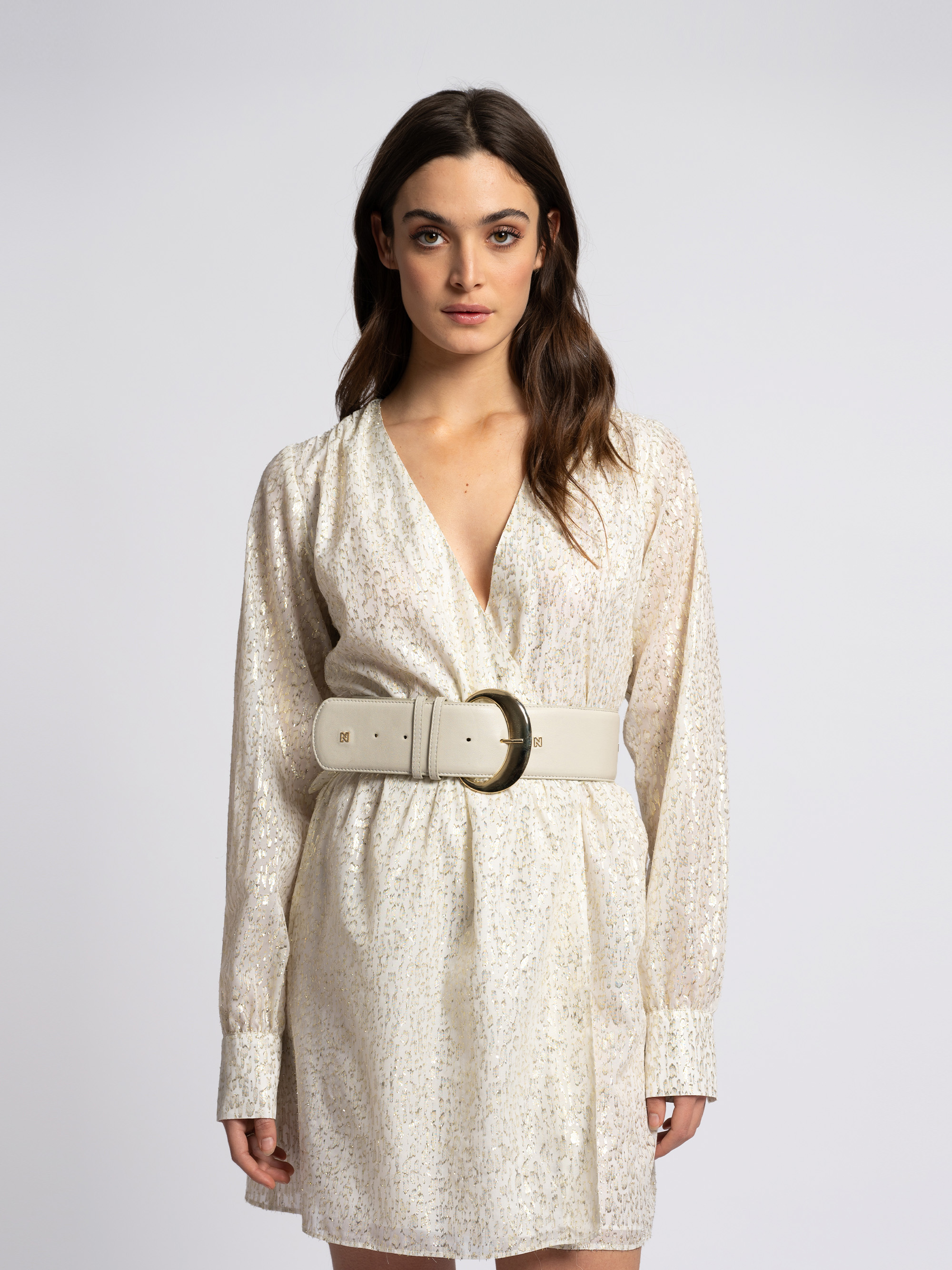 Dress with woven lurex thread