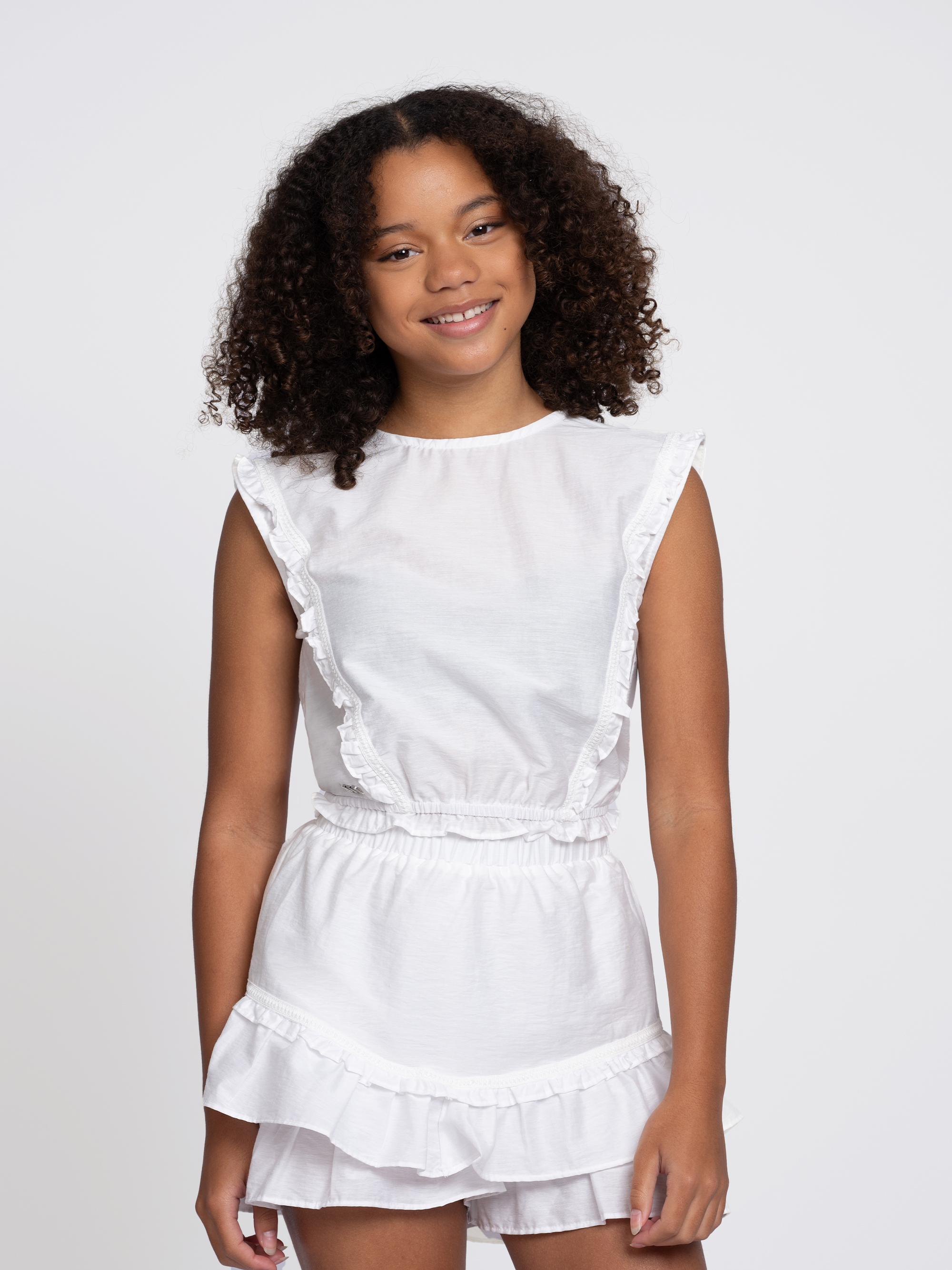 Layered A-line skort with ruffles
