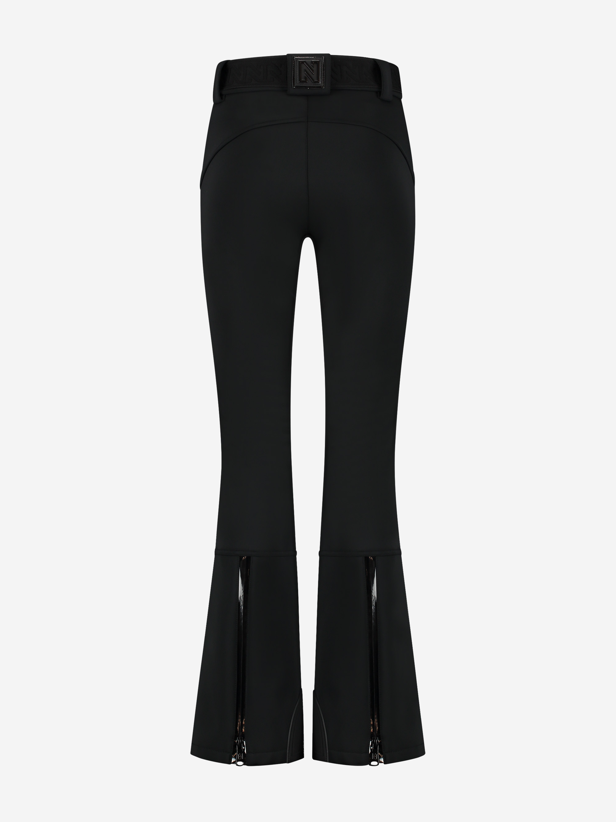 Ski pants with flared fit and adjustable belt