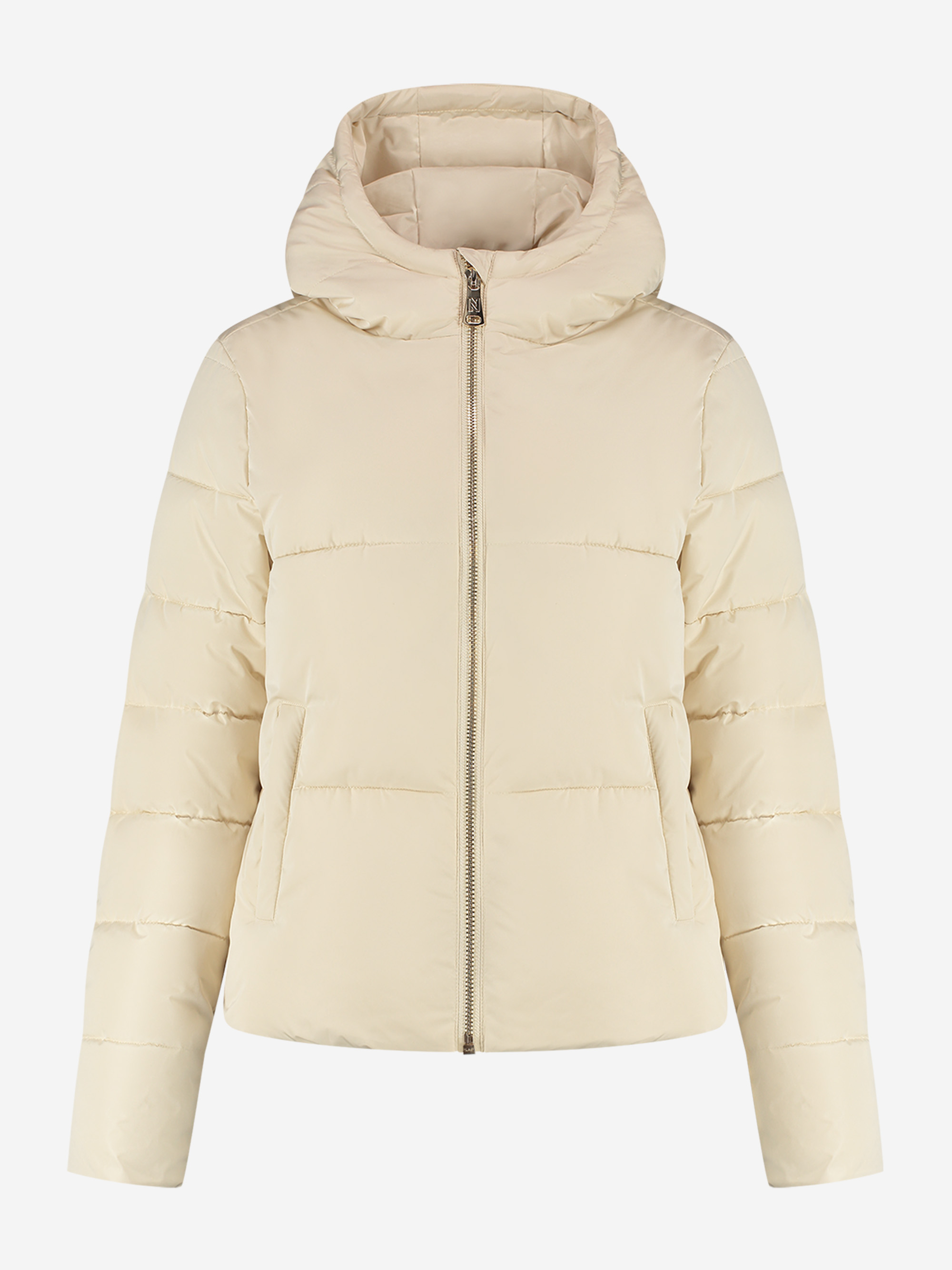 Short puffer jacket with hood 