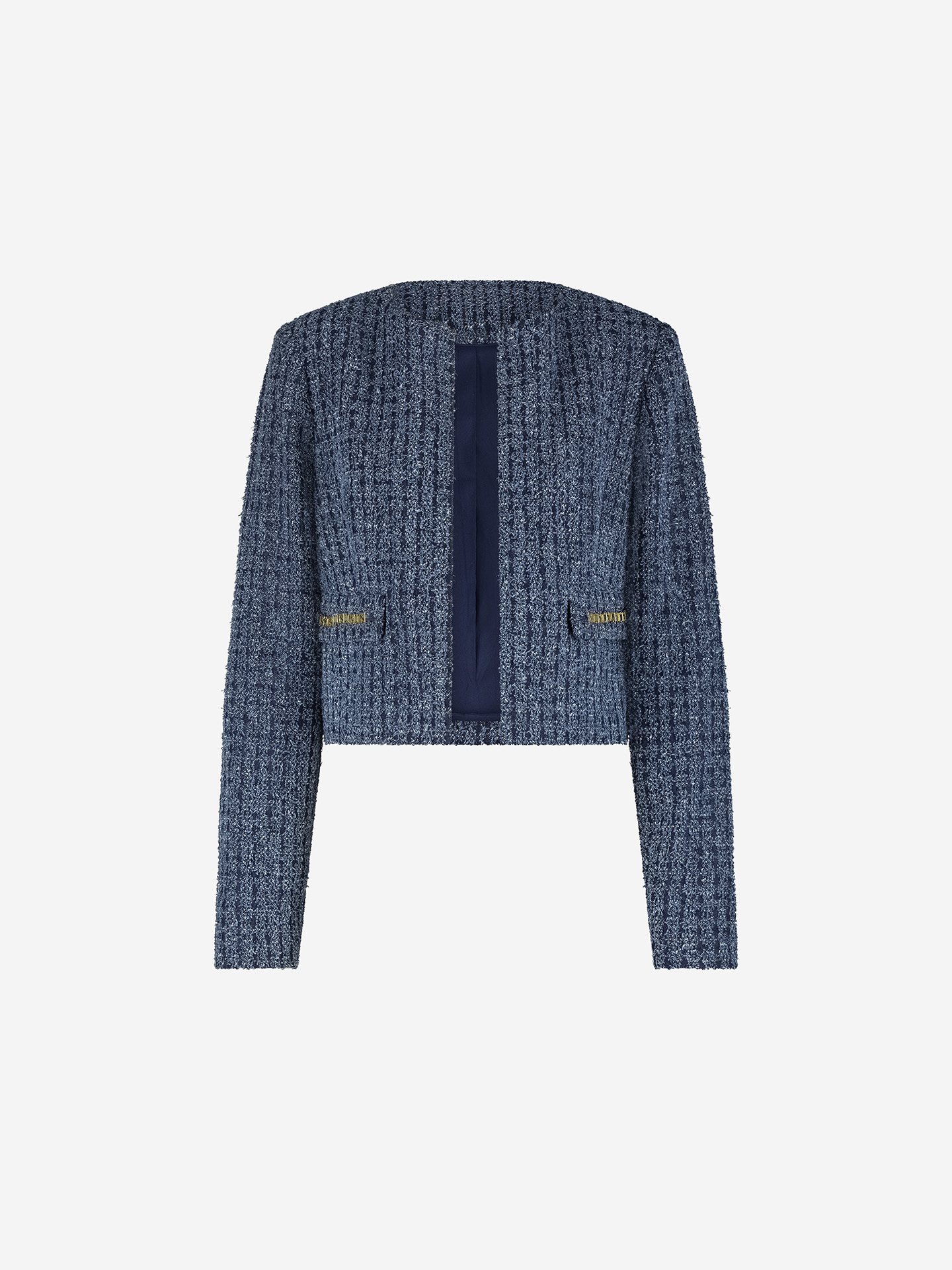 Tweed jack met kettingdetails