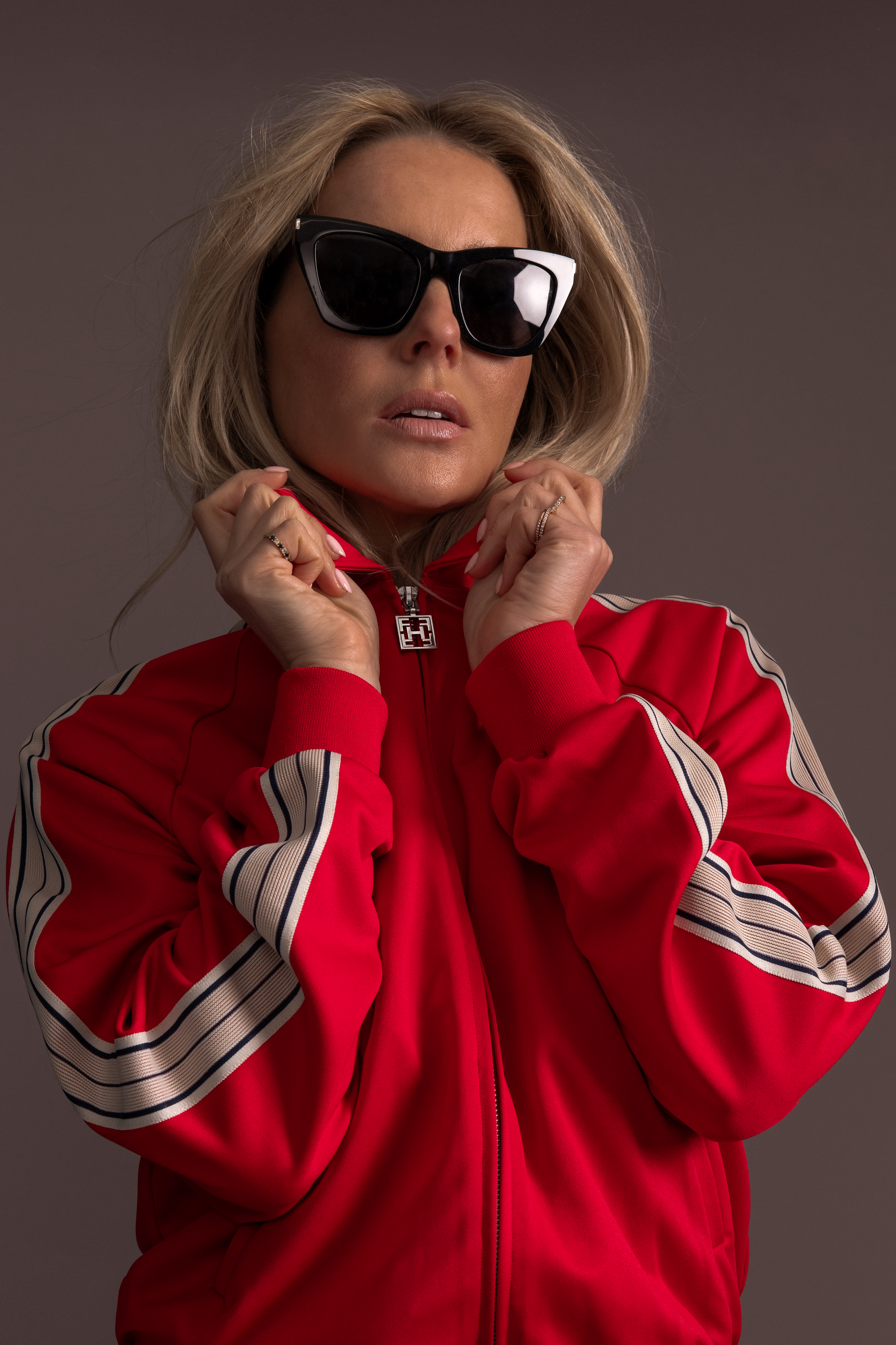 Track jacket with FH logo and piping