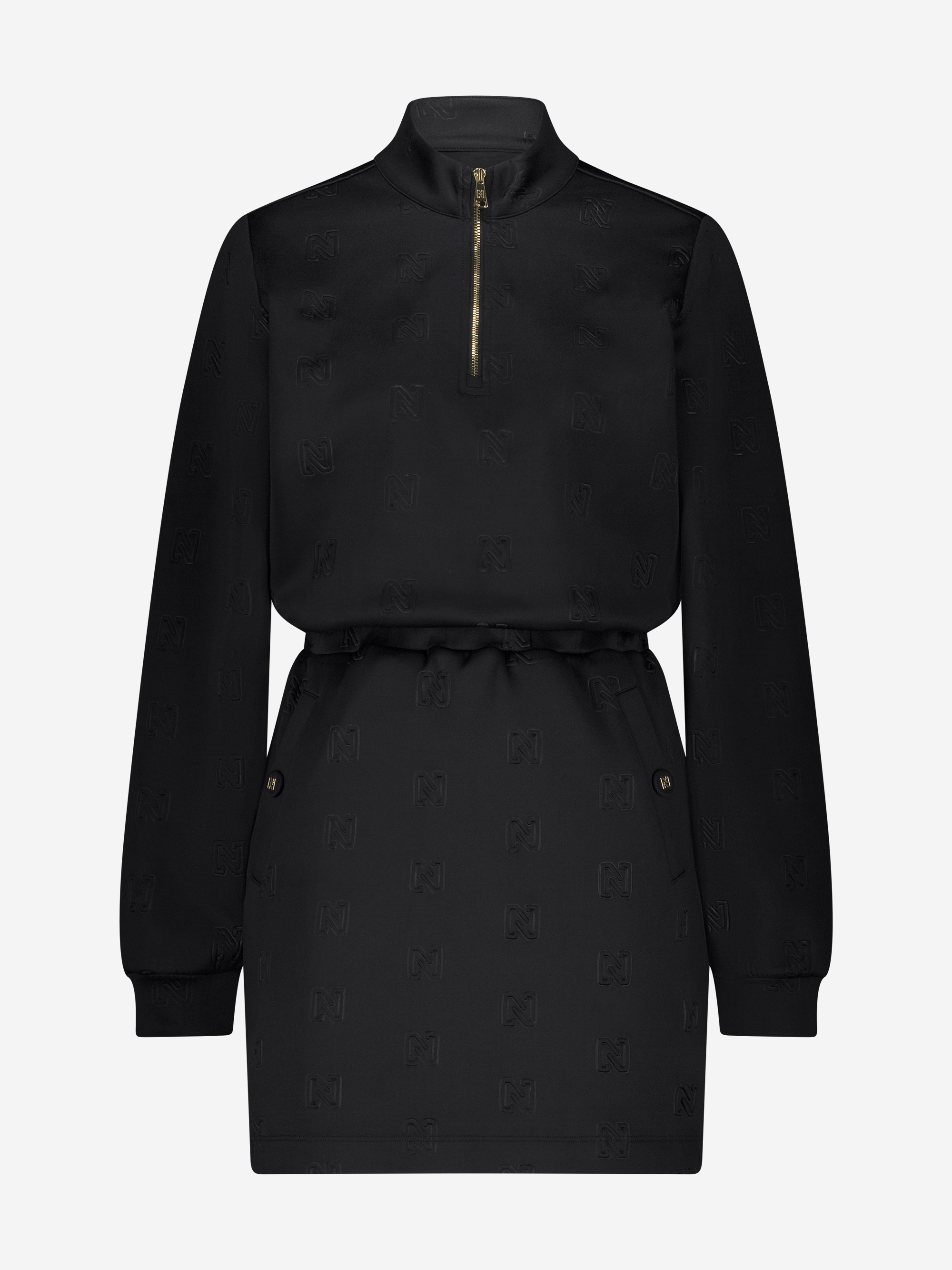 Jurk met logo patroon en elastische tailleband