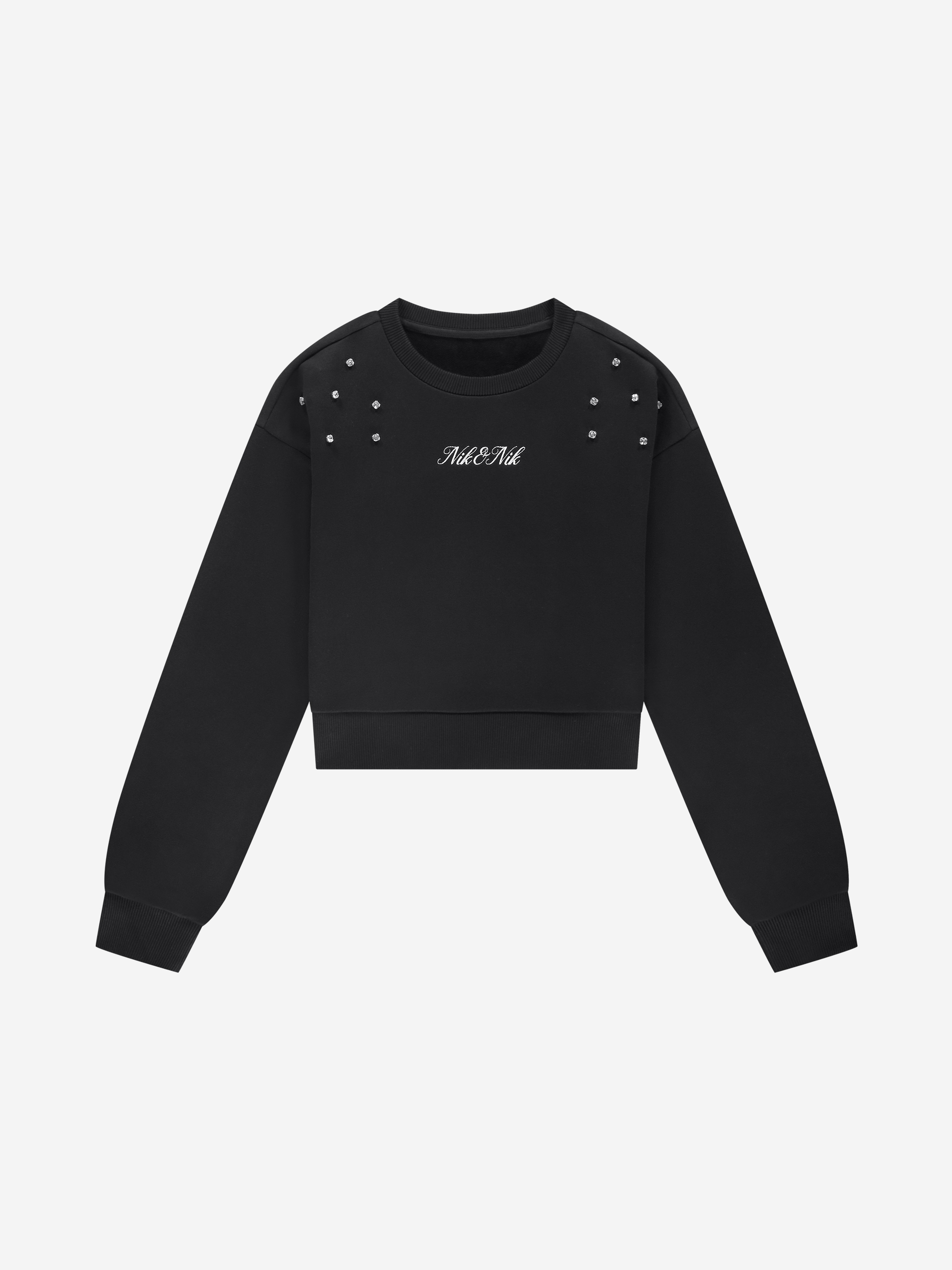 Cropped sweater with glittering studs