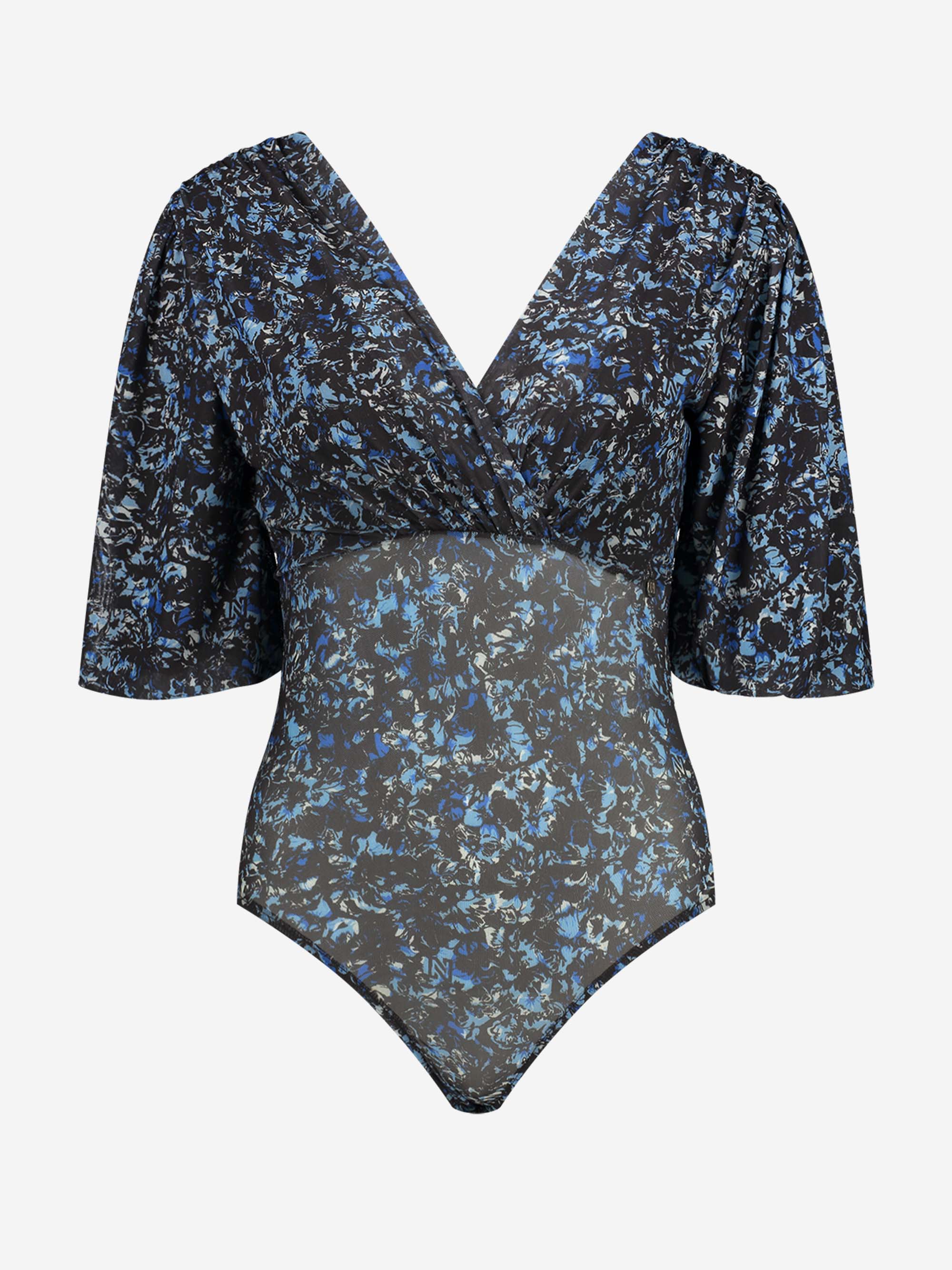 Semi-transparante body met korte wijde mouwen 