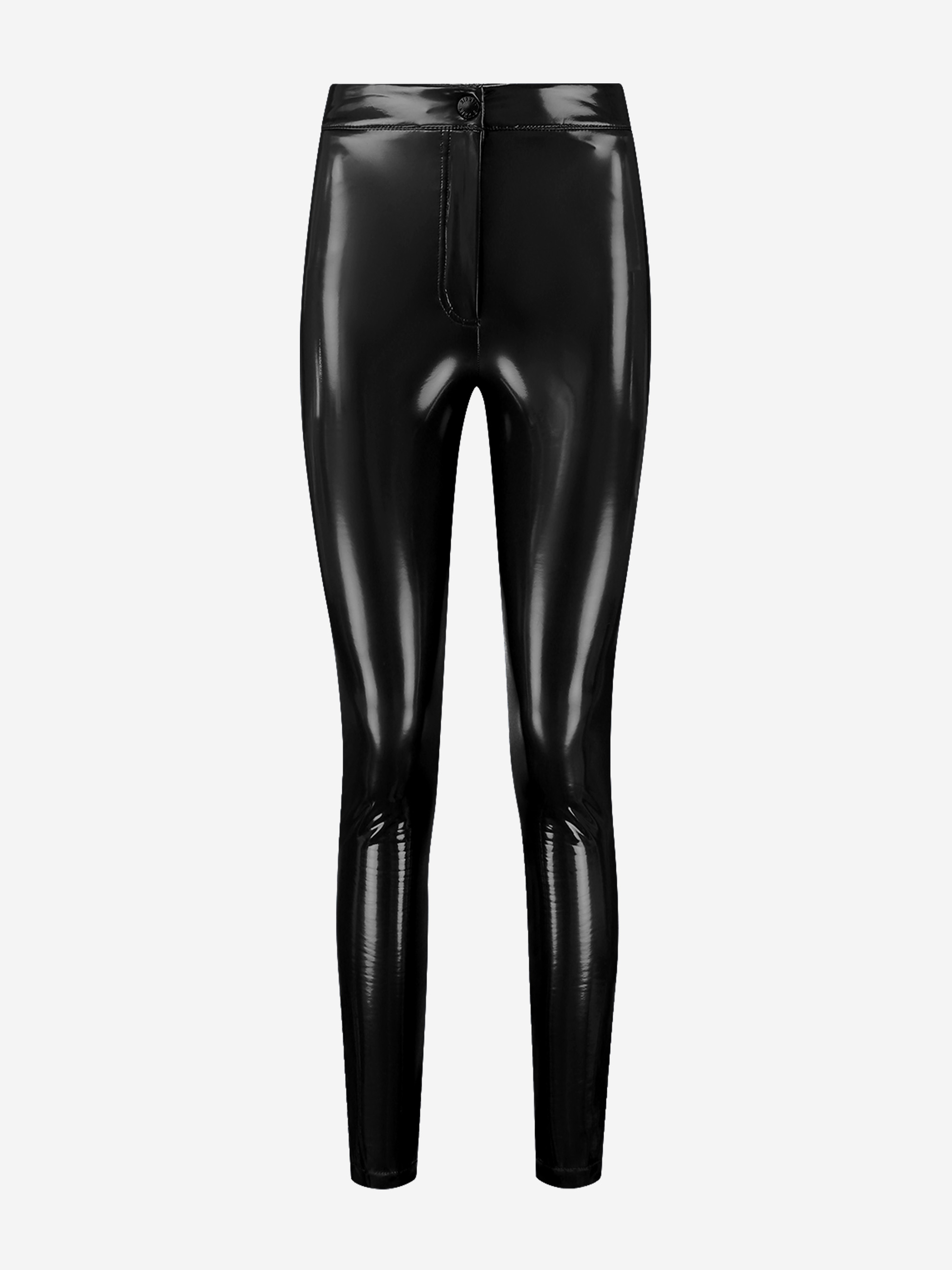 Skinny vinyl broek met mid rise 