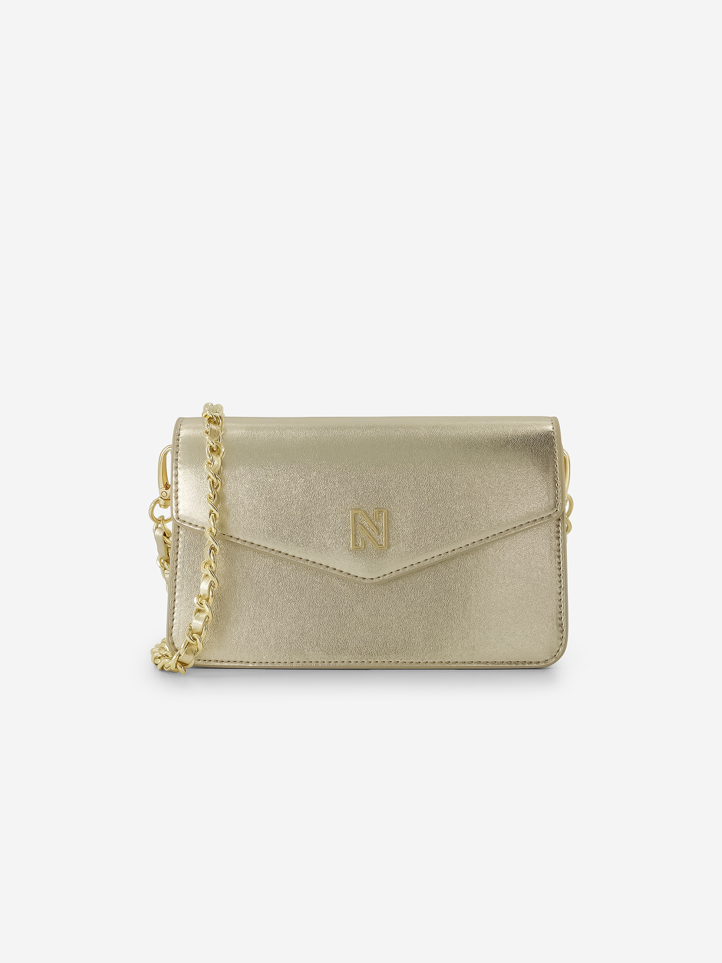 Goudkleurige metallic schoudertas