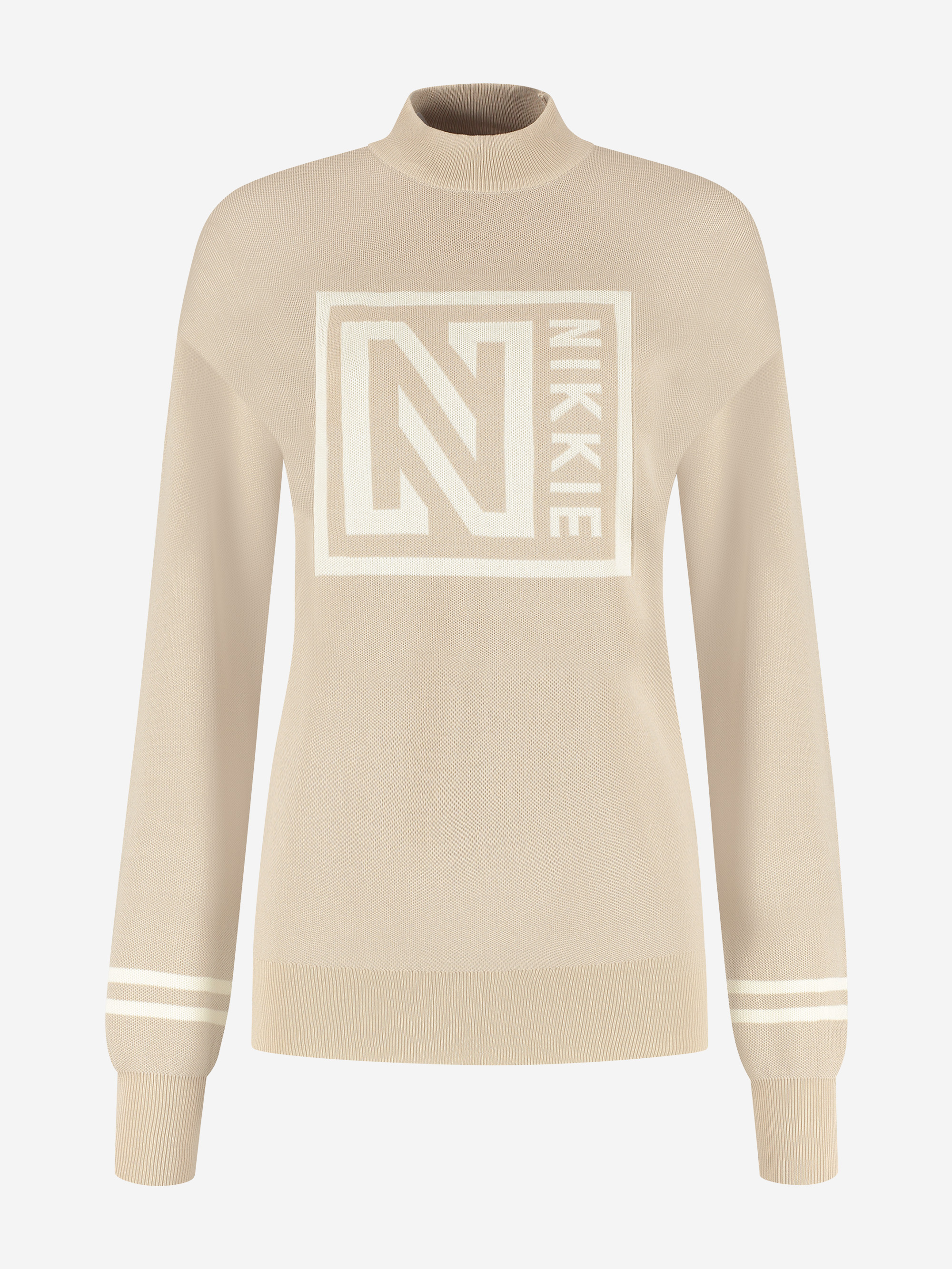 High neck sweater with logo
