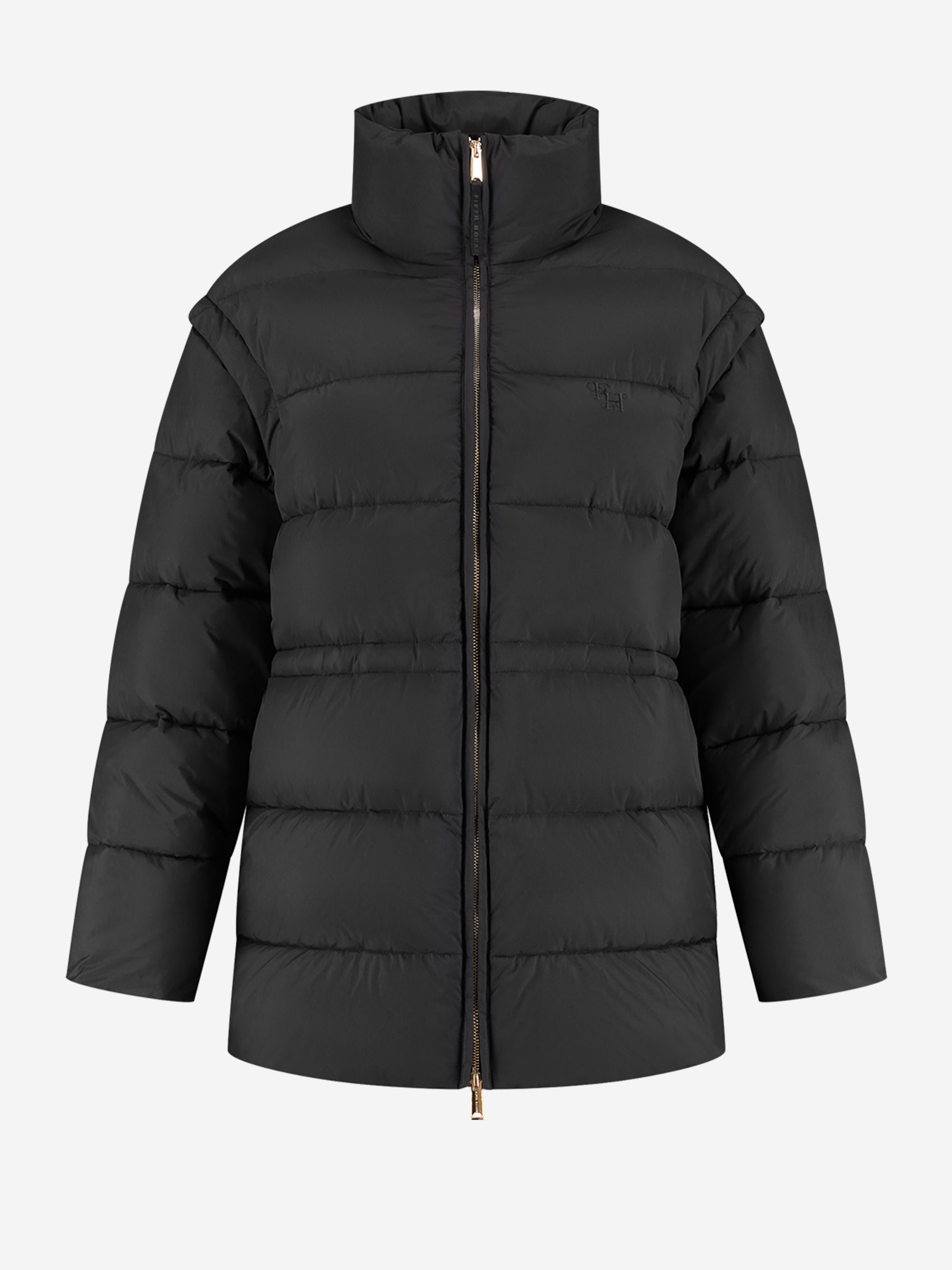 Puffer jas met capuchon en getailleerde taille