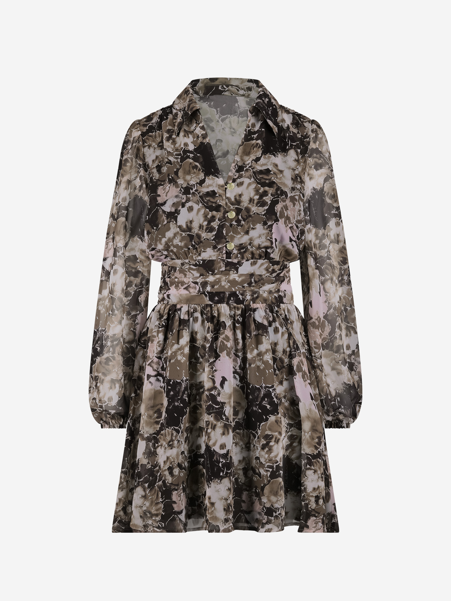 Bloemenprint jurk met ballonmouwen