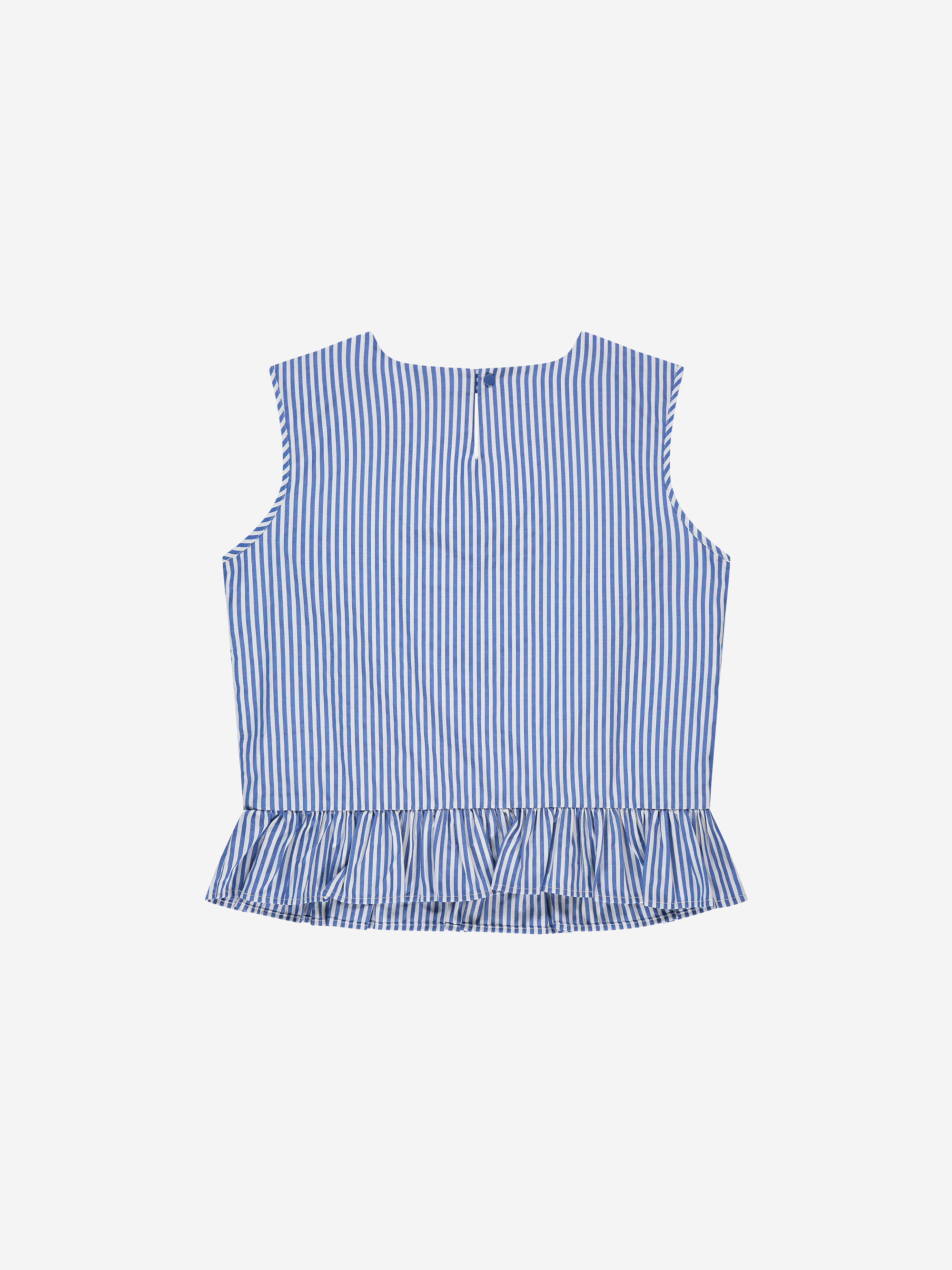 Striped top with ruffles and bow details