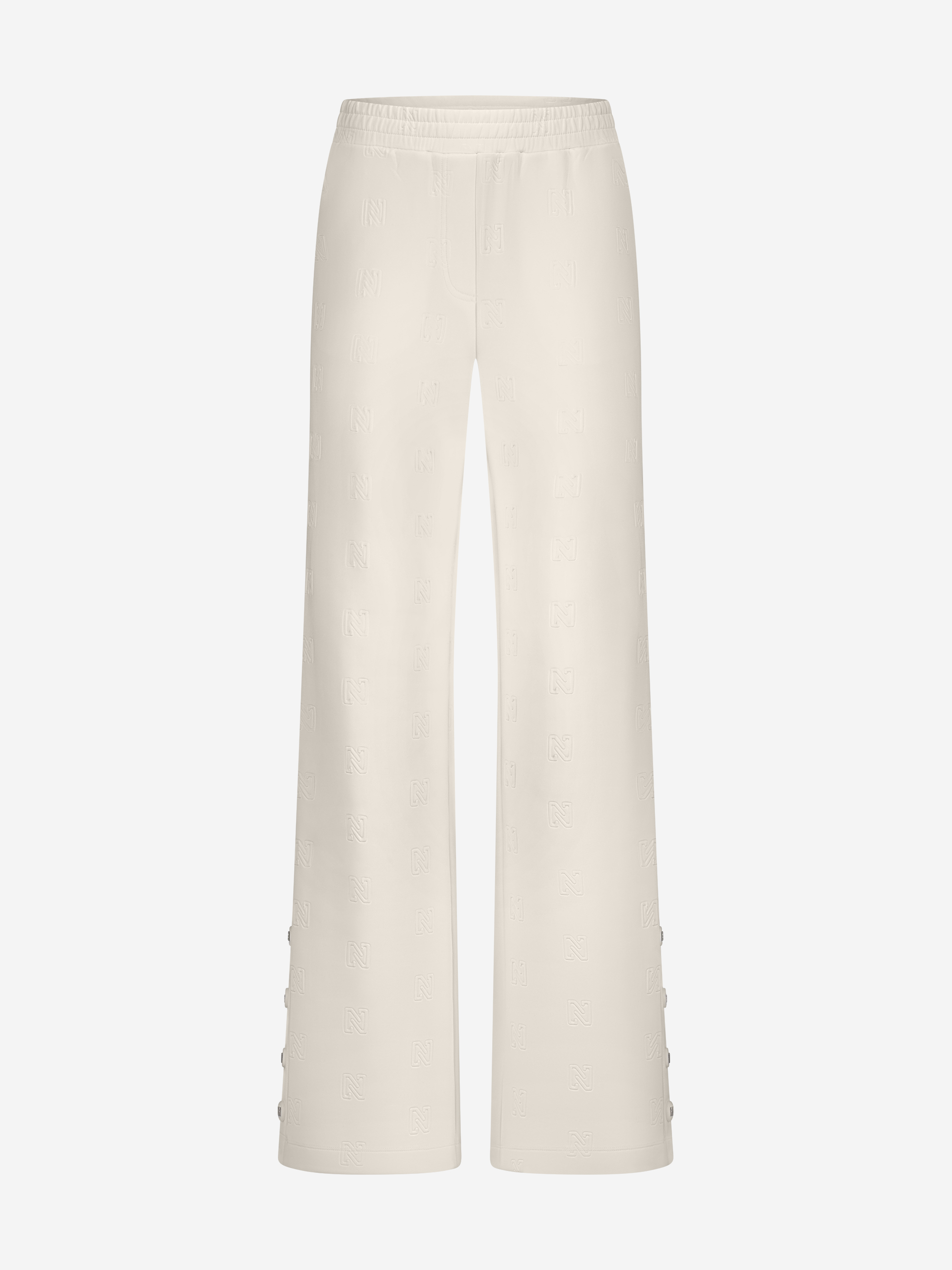 Losvallende broek met logo patroon en sierknopen
