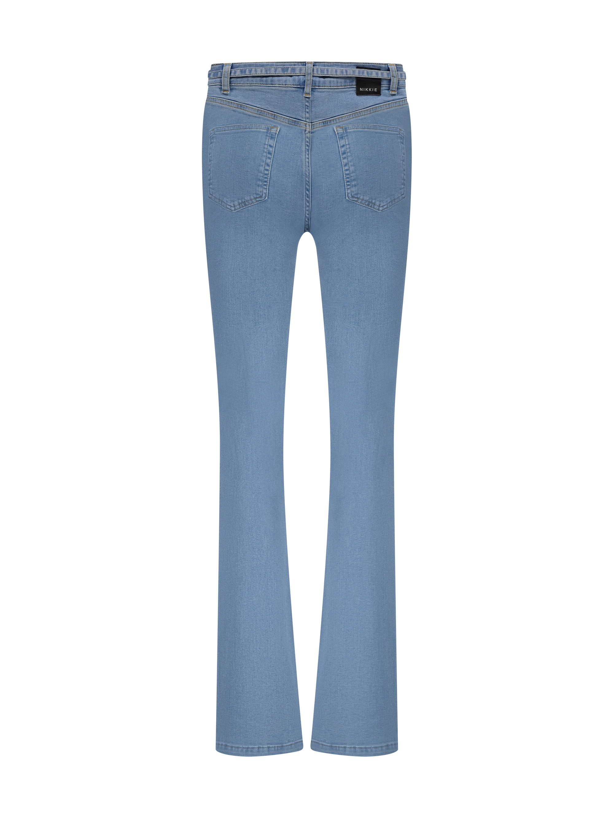 Flared jeans with detachable tie cord