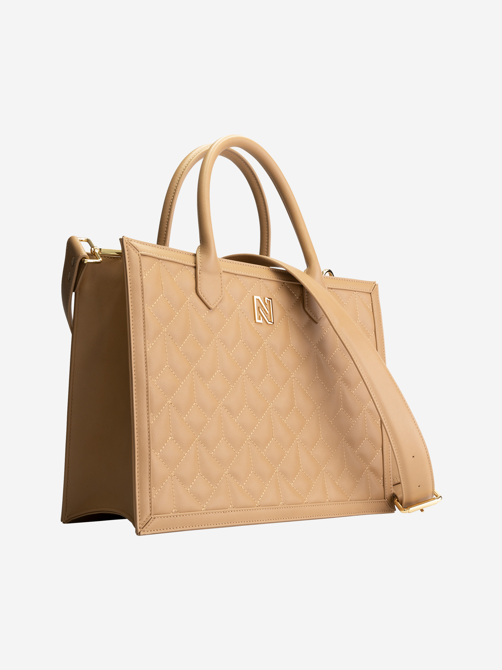 Gewatteerde shopper met N-logo