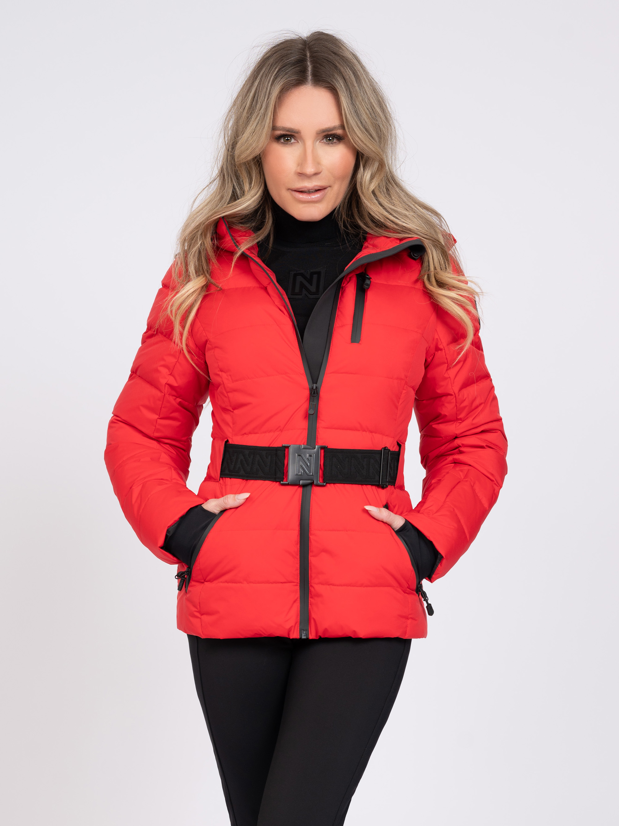 Ski jas met capuchon en elastische riem