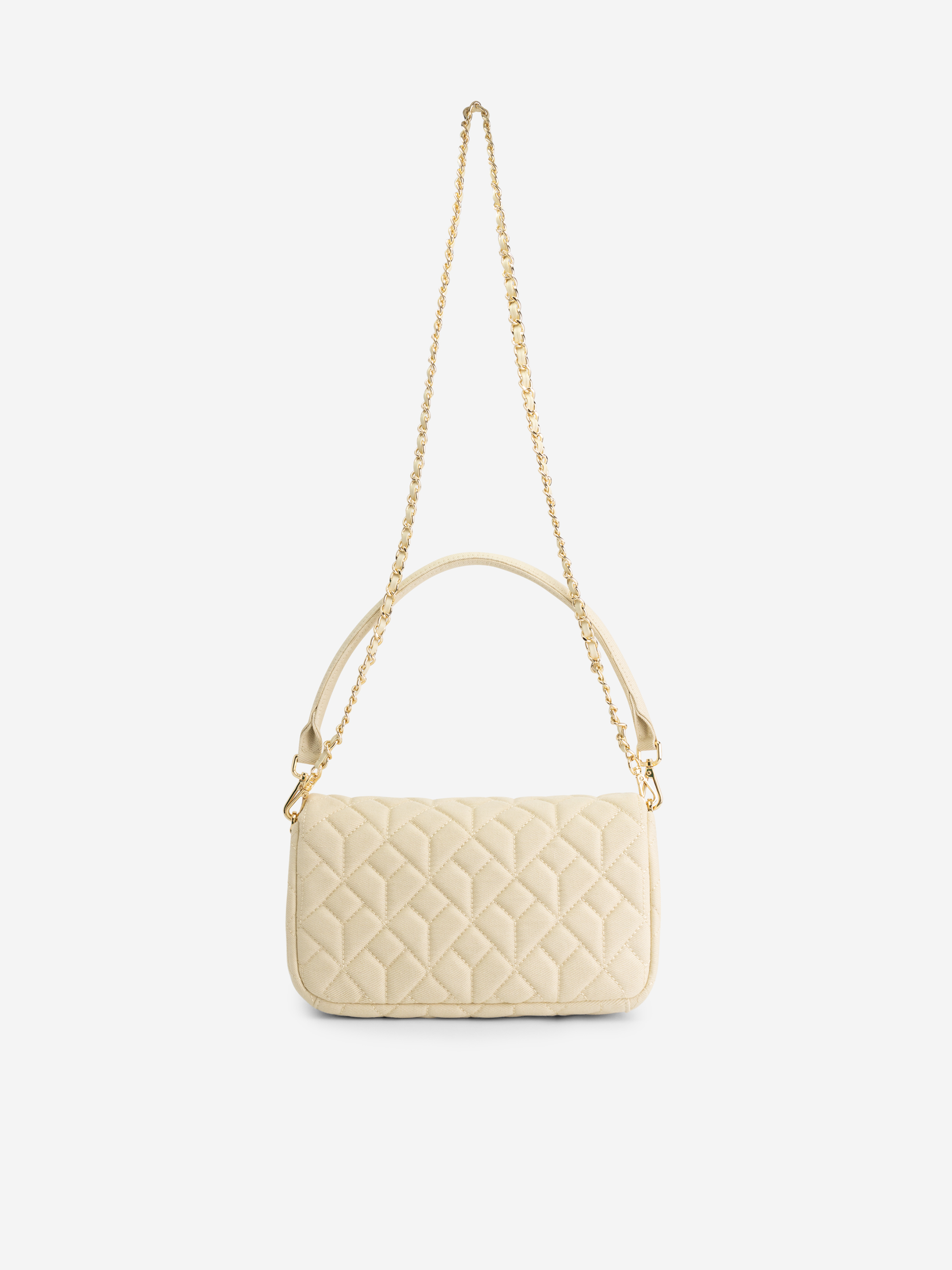 Quilted denim shoulder bag with N logo
