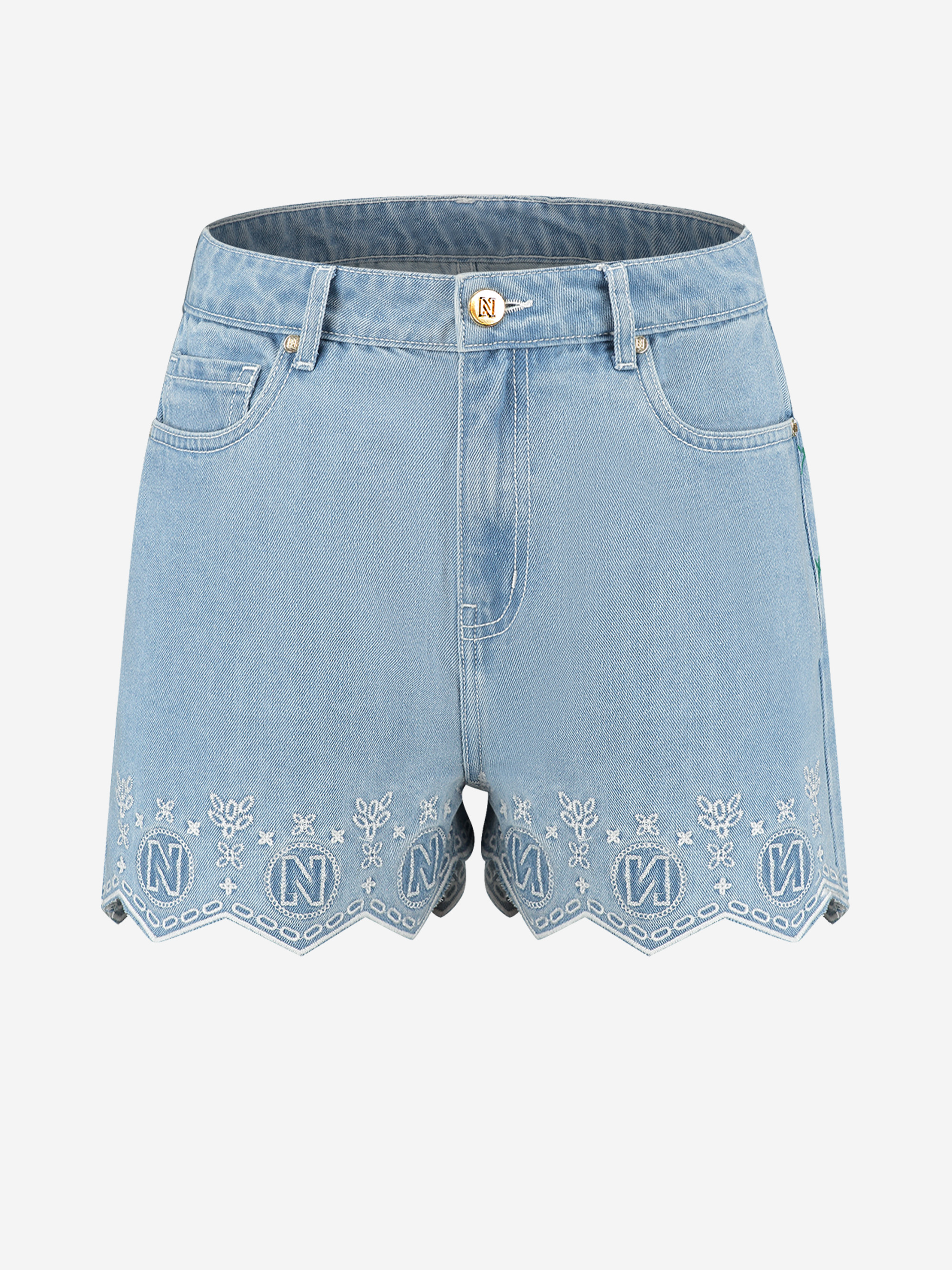 Denim shorts met embroidery