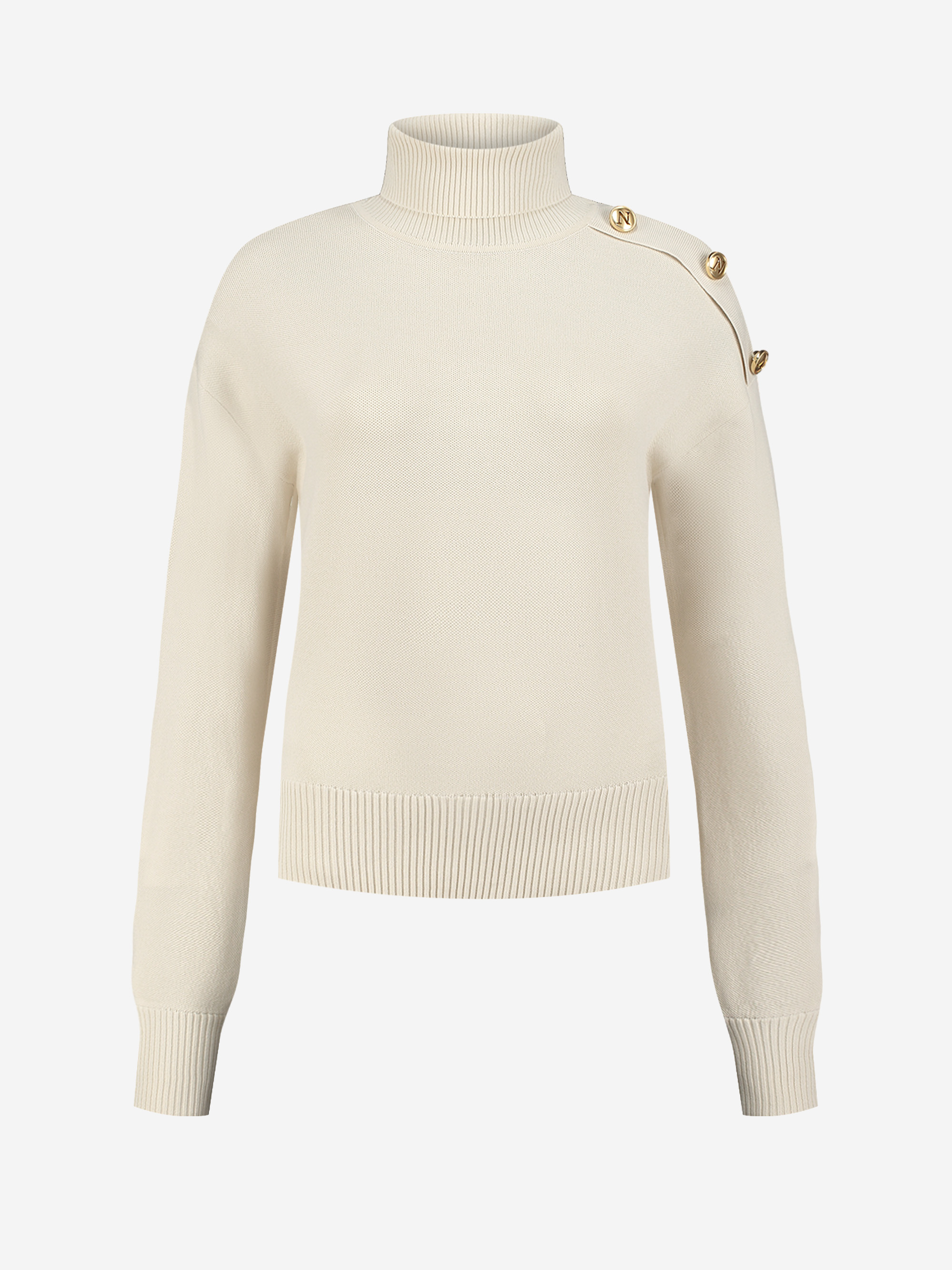 Sweater with button detail on shoulder