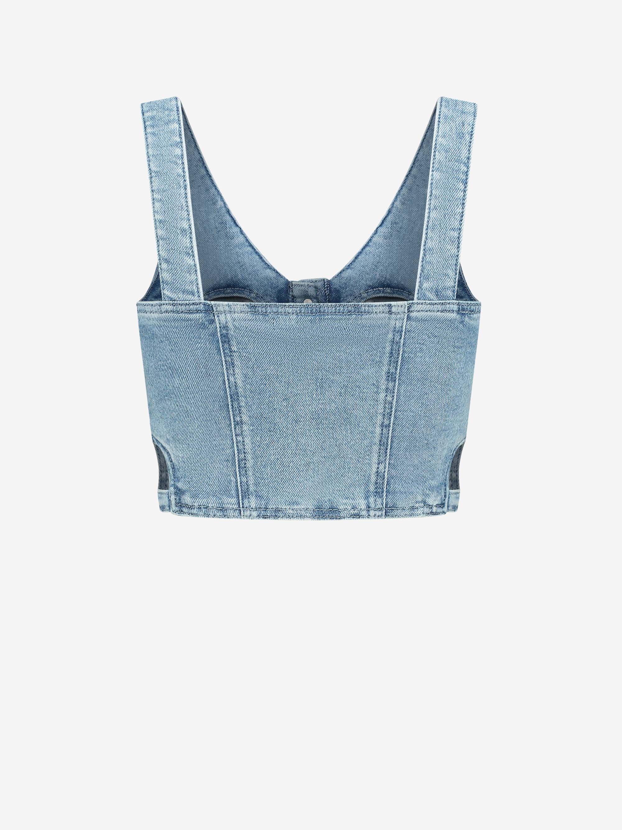 Korte denim top met cut out