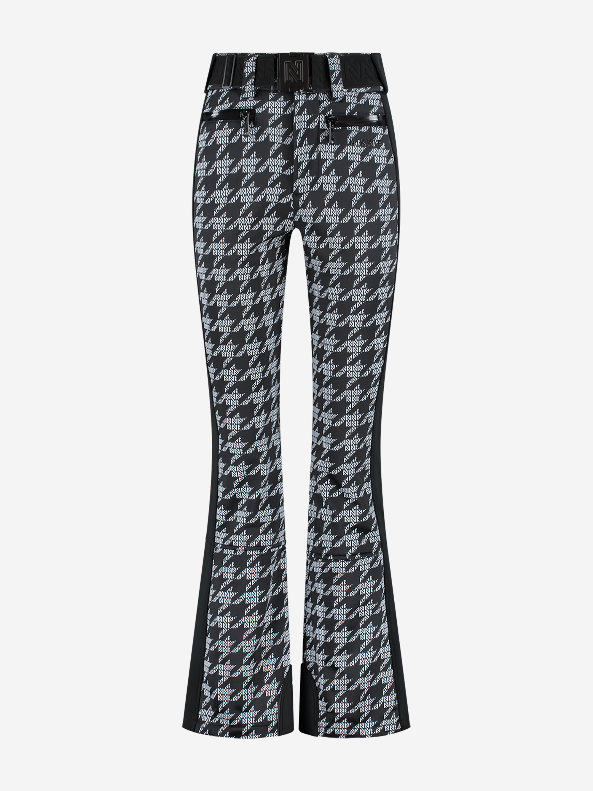 Flared ski broek met logo patroon en elastische riem