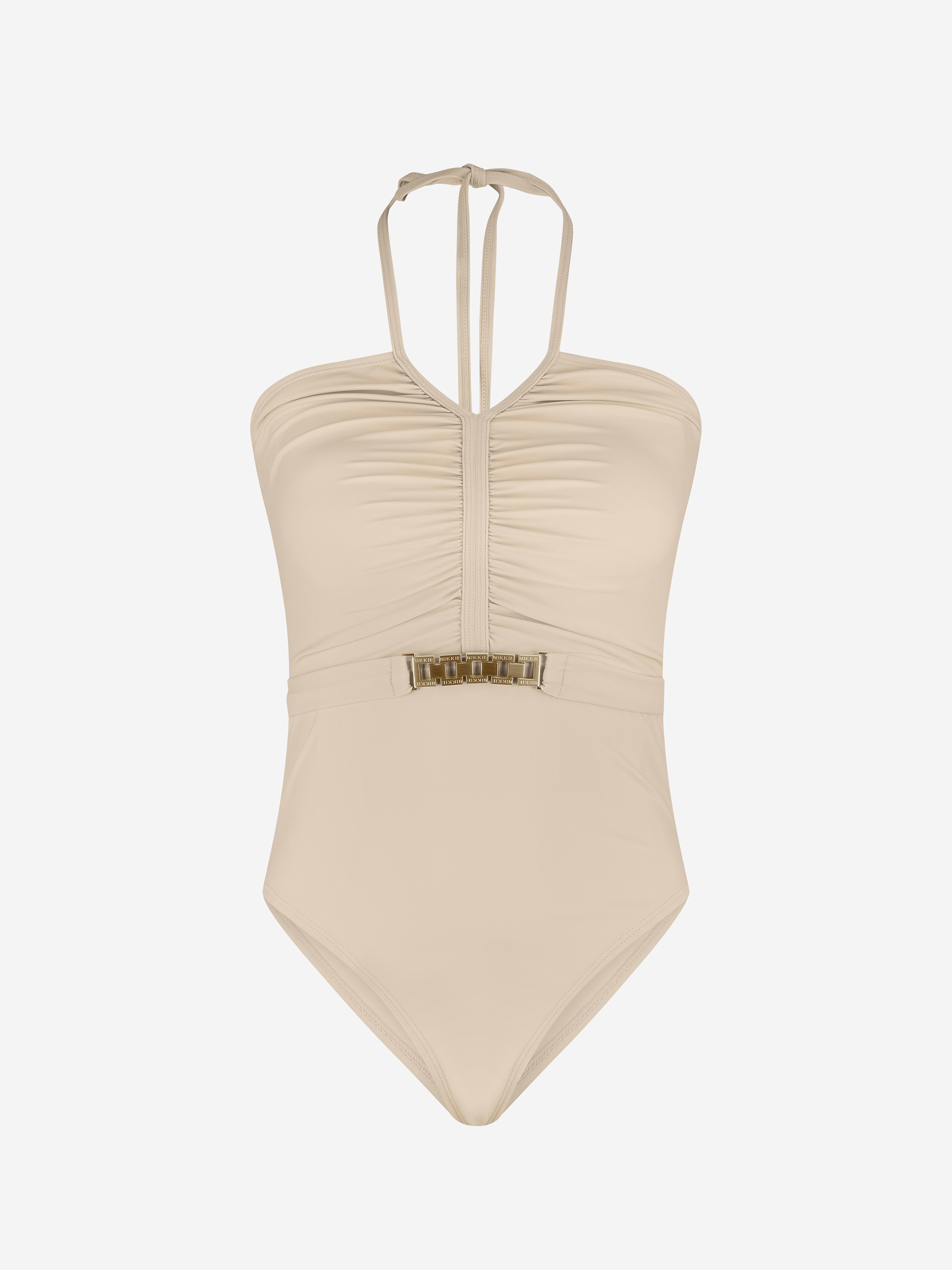Halter swimsuit with chain detail