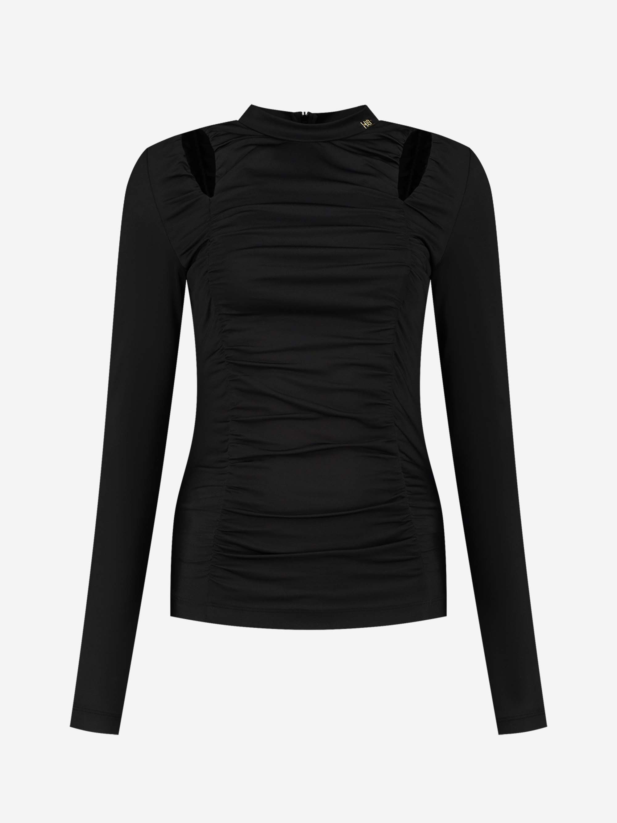 Fitted pleated top with v-neckline