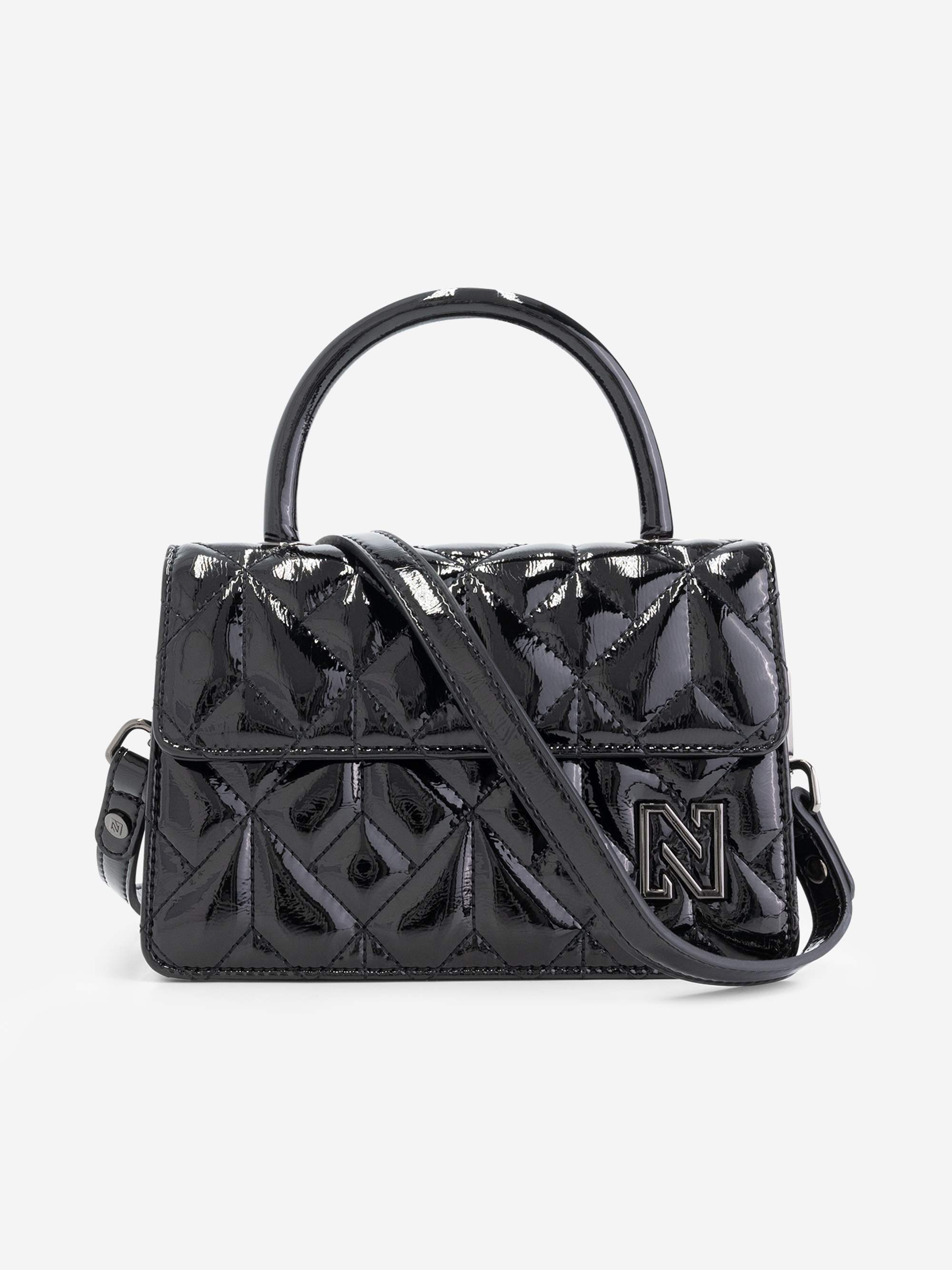 Quilted lacquer handbag