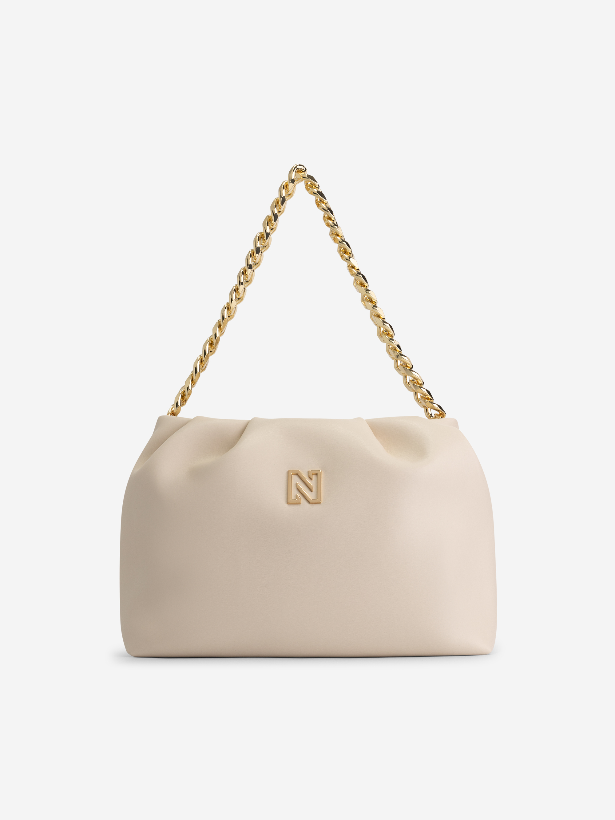 Shoulder bag with N logo and chain handle