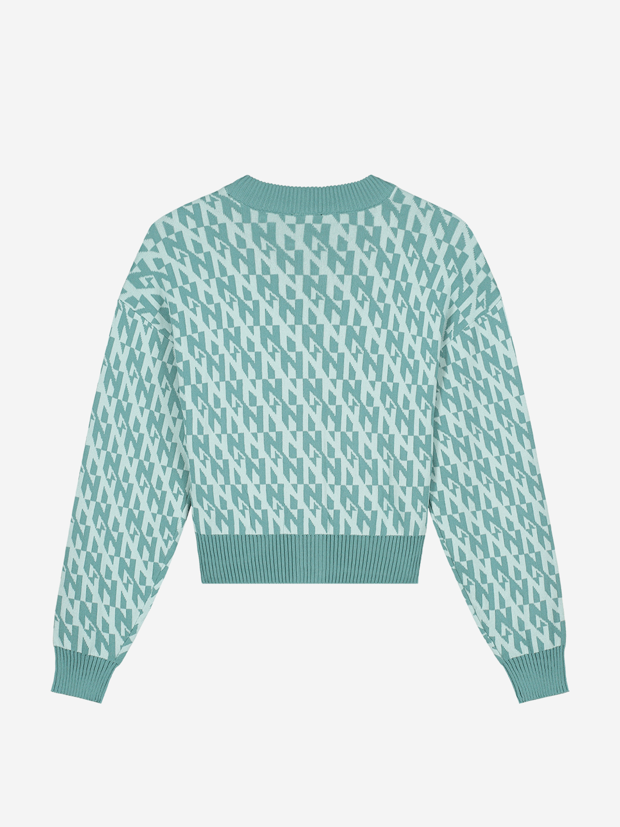 Loose fit cardigan with V-neck and a logo pattern