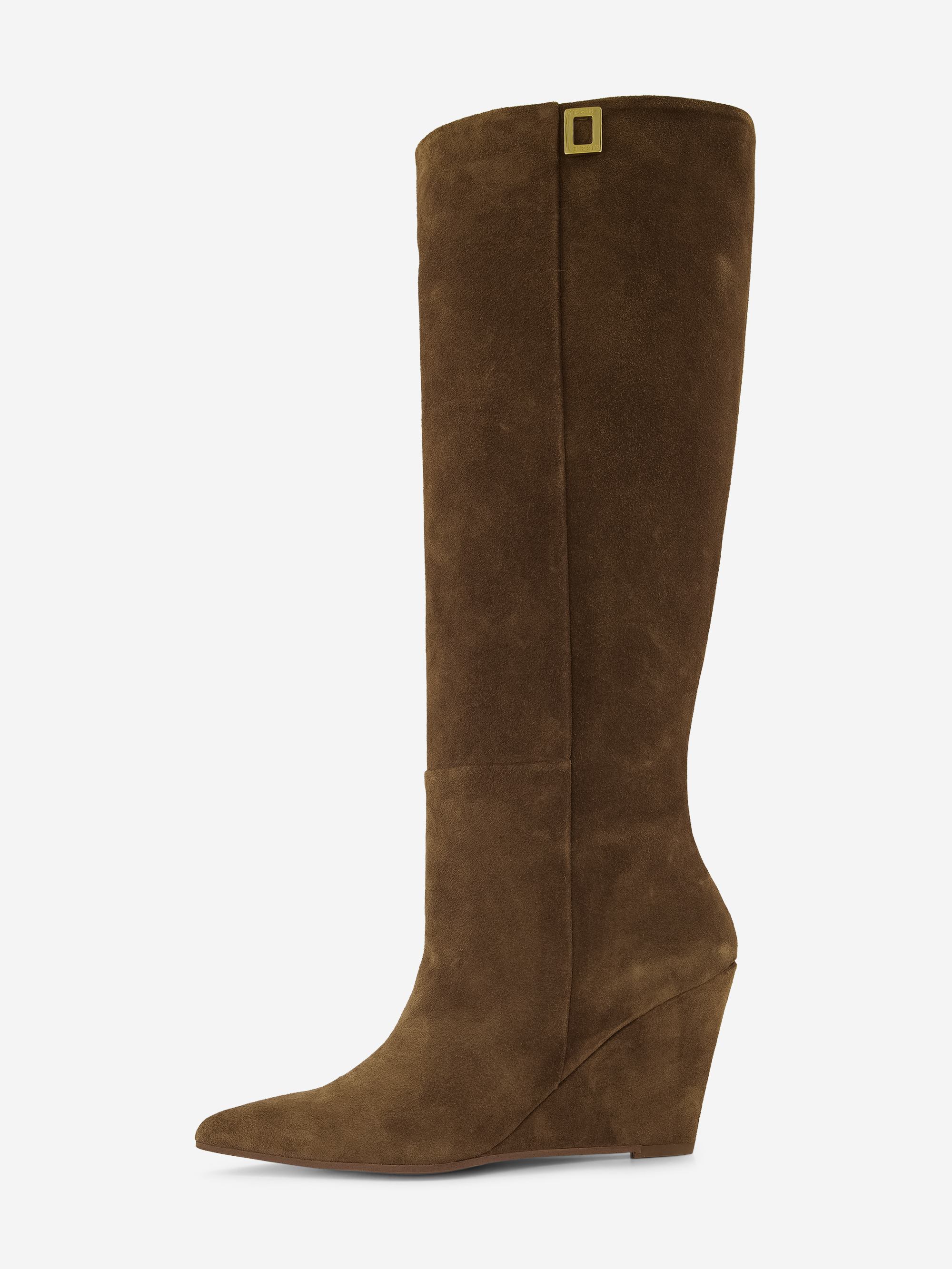 High suede boots with wedge heel