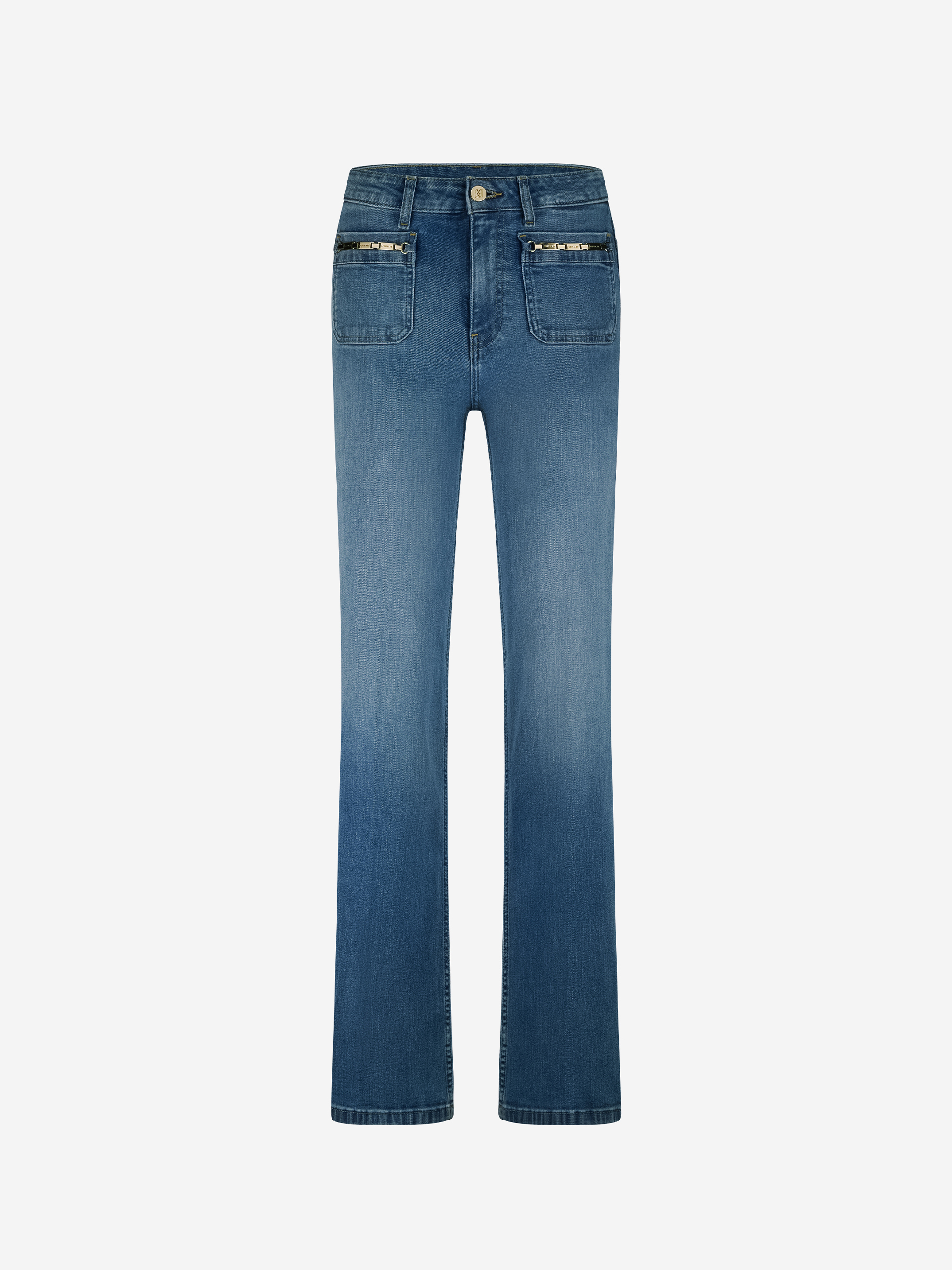 Flared jeans with chain details