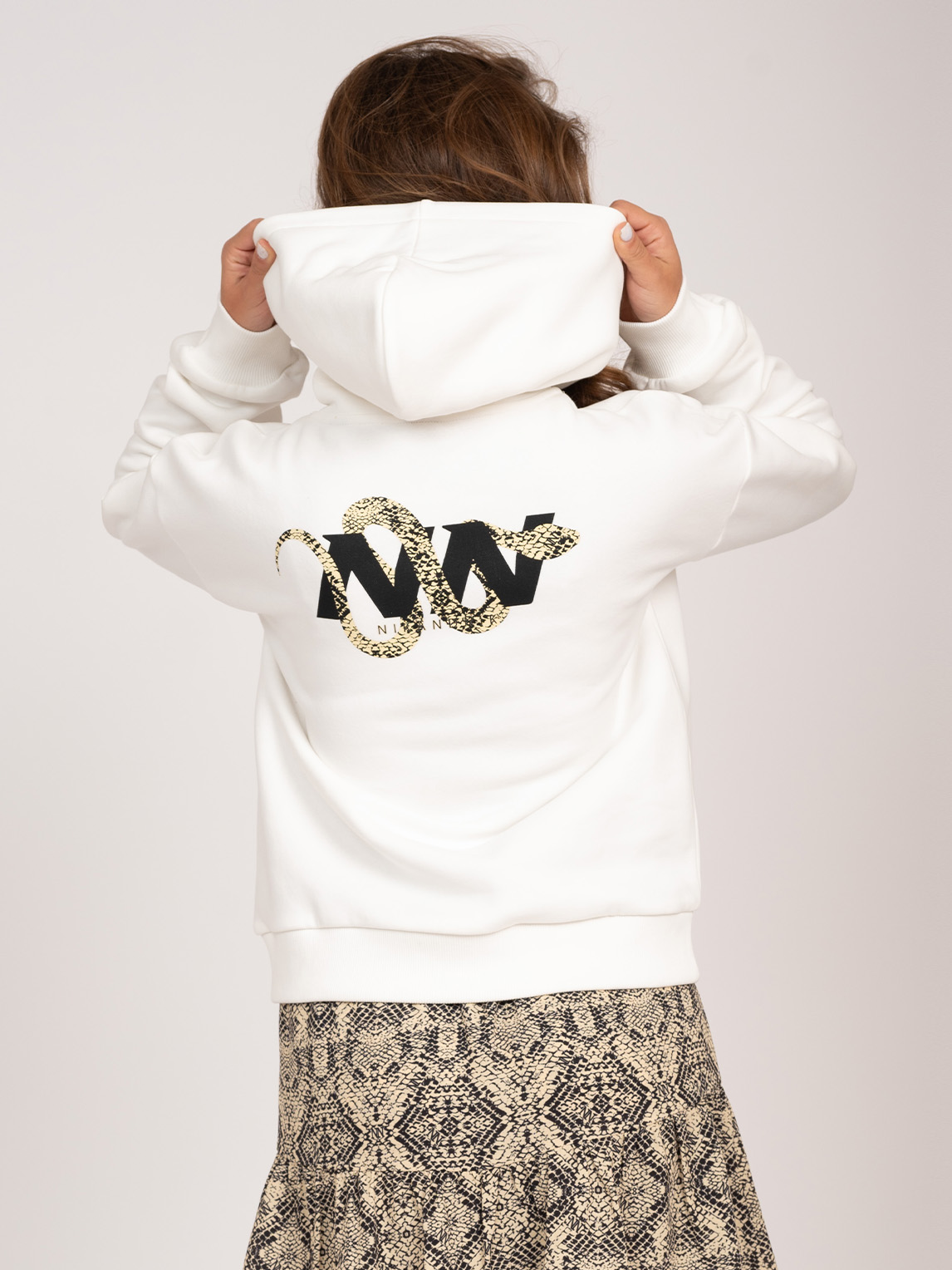 Hoodie with graphic snake print