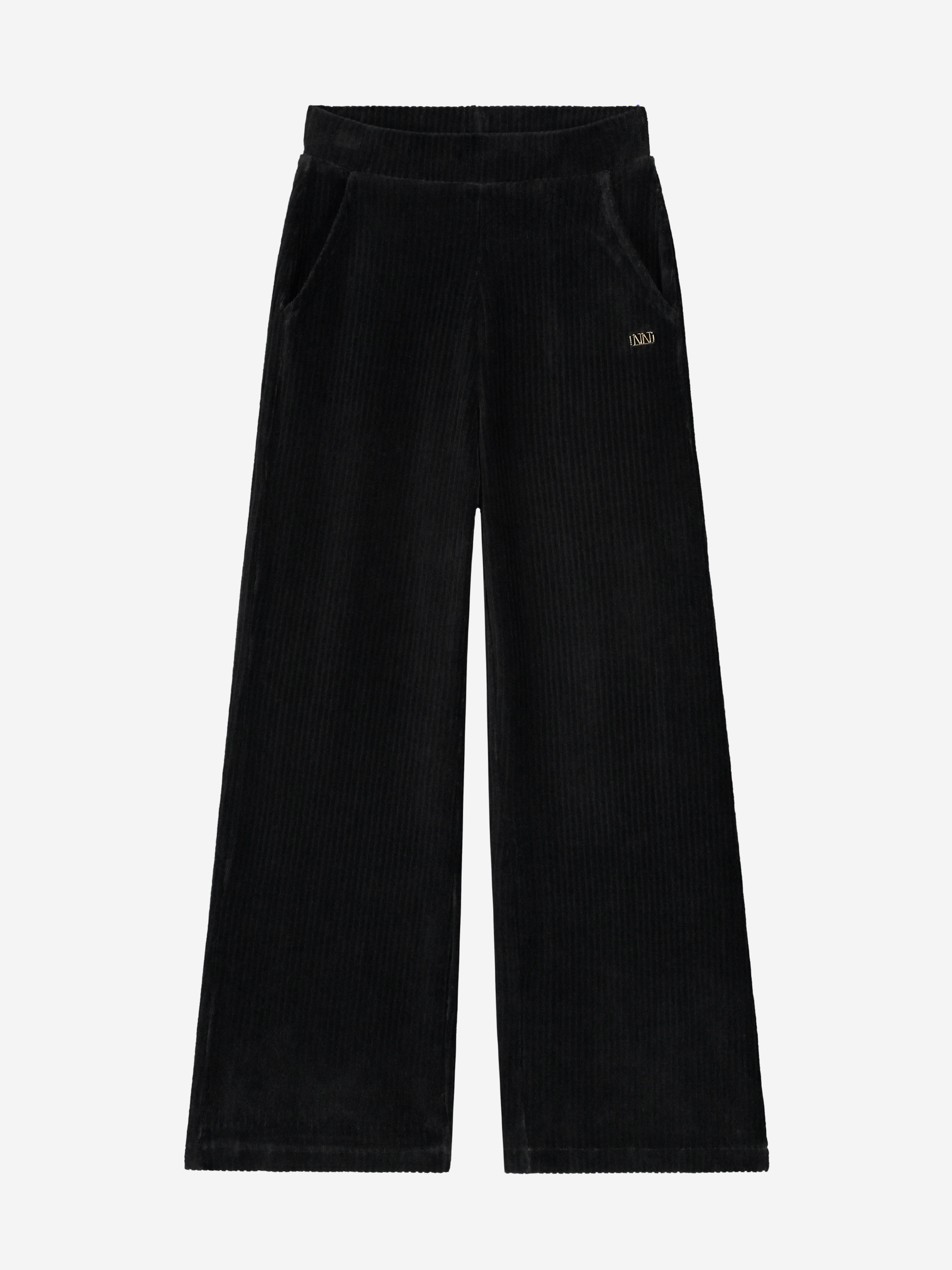 Ribbed velvet pants with elastic waistband