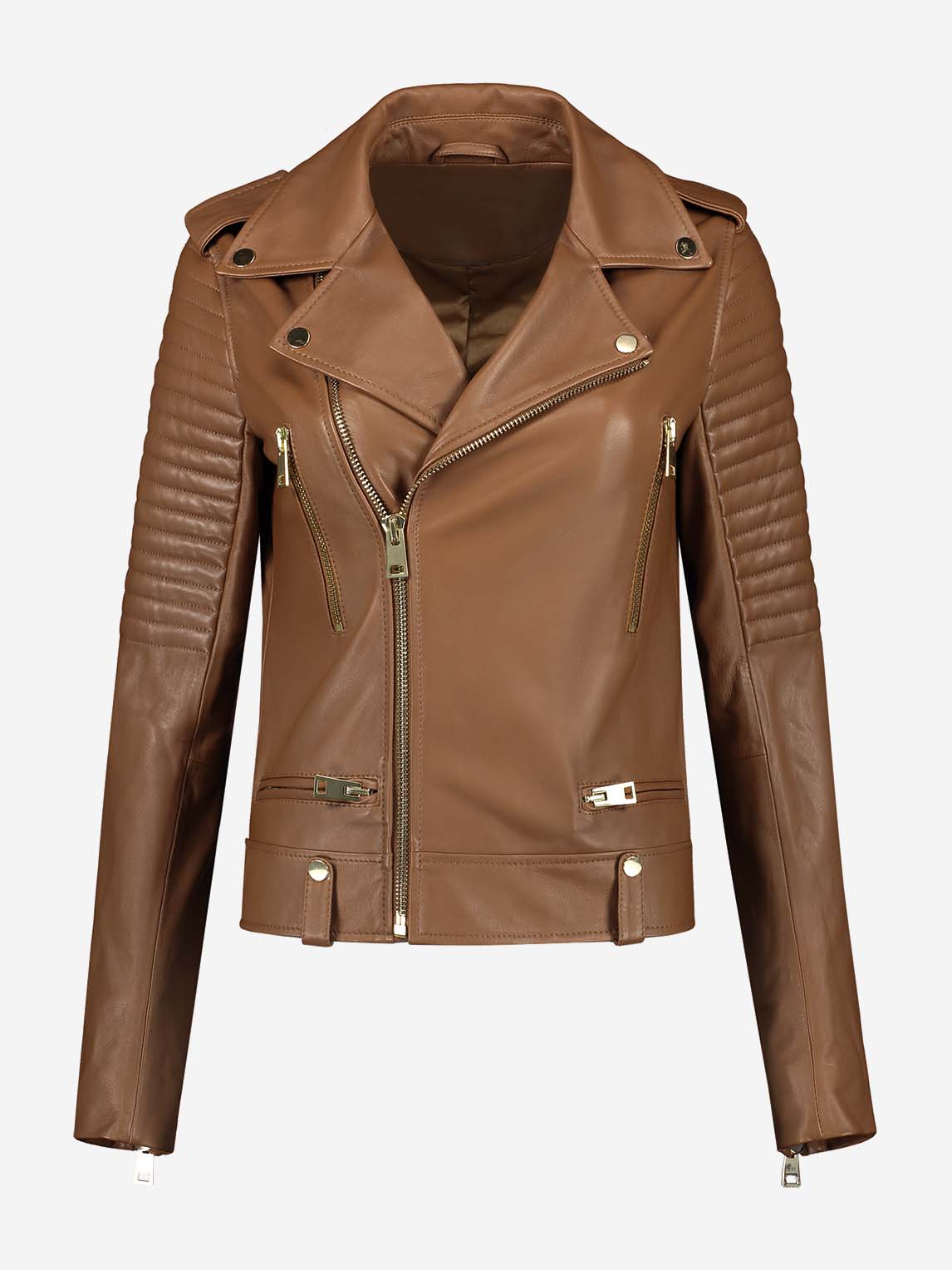 LEATHER JACKET WITH ZIPPERS