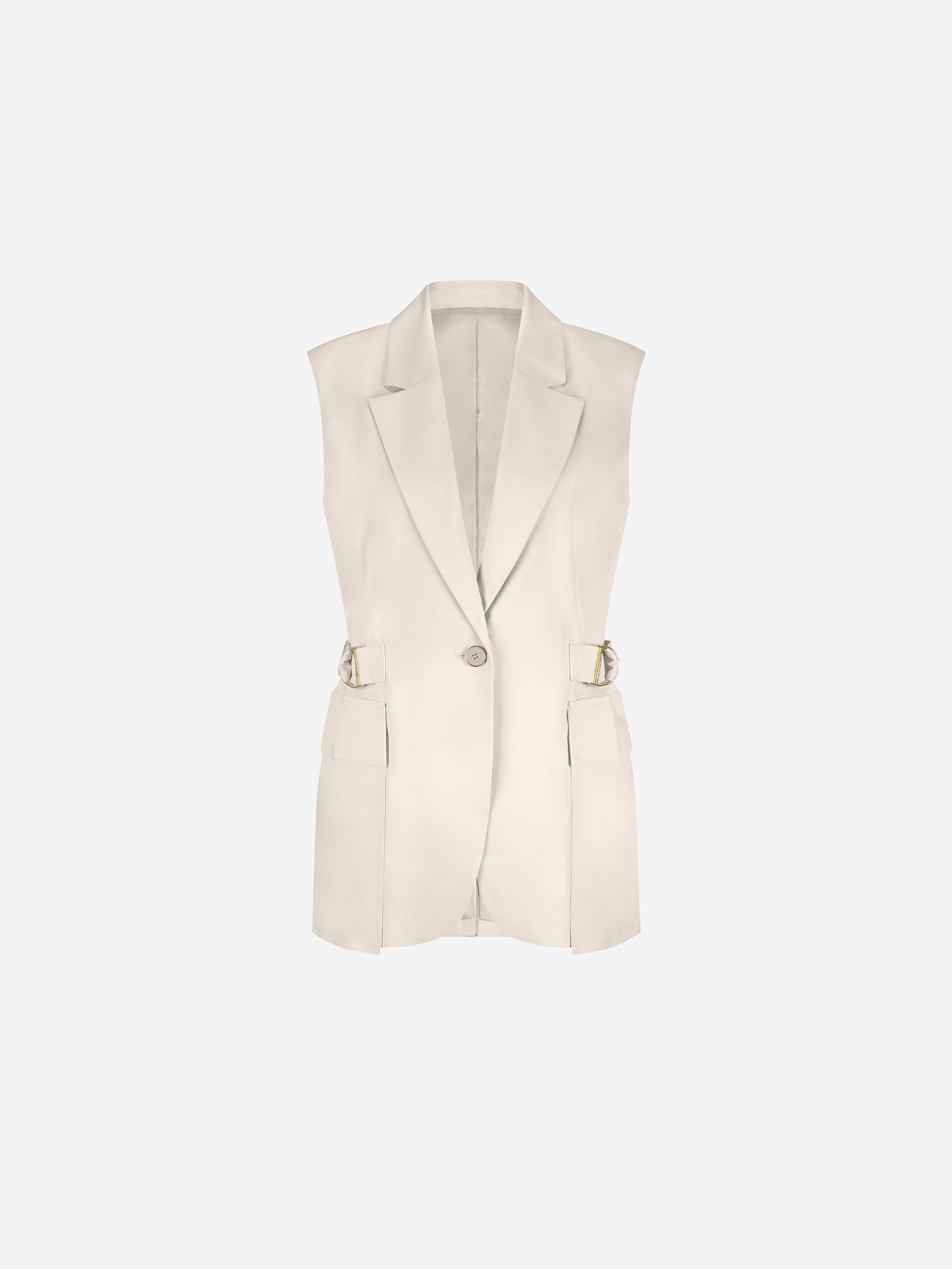 Sleeveless blazer with waistband