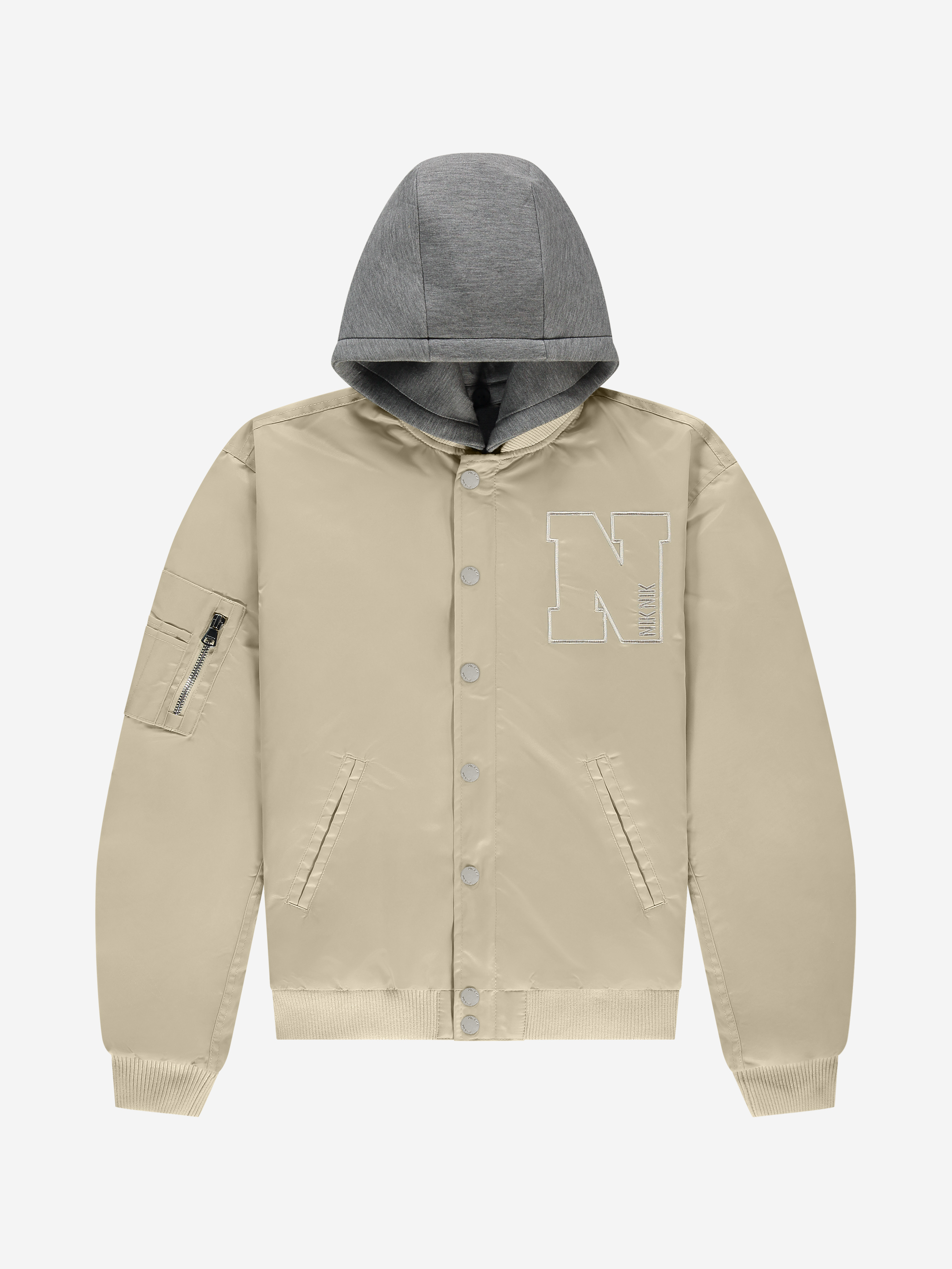 Bomberjacket with hood made of sweatshirt fabric and N&N logo