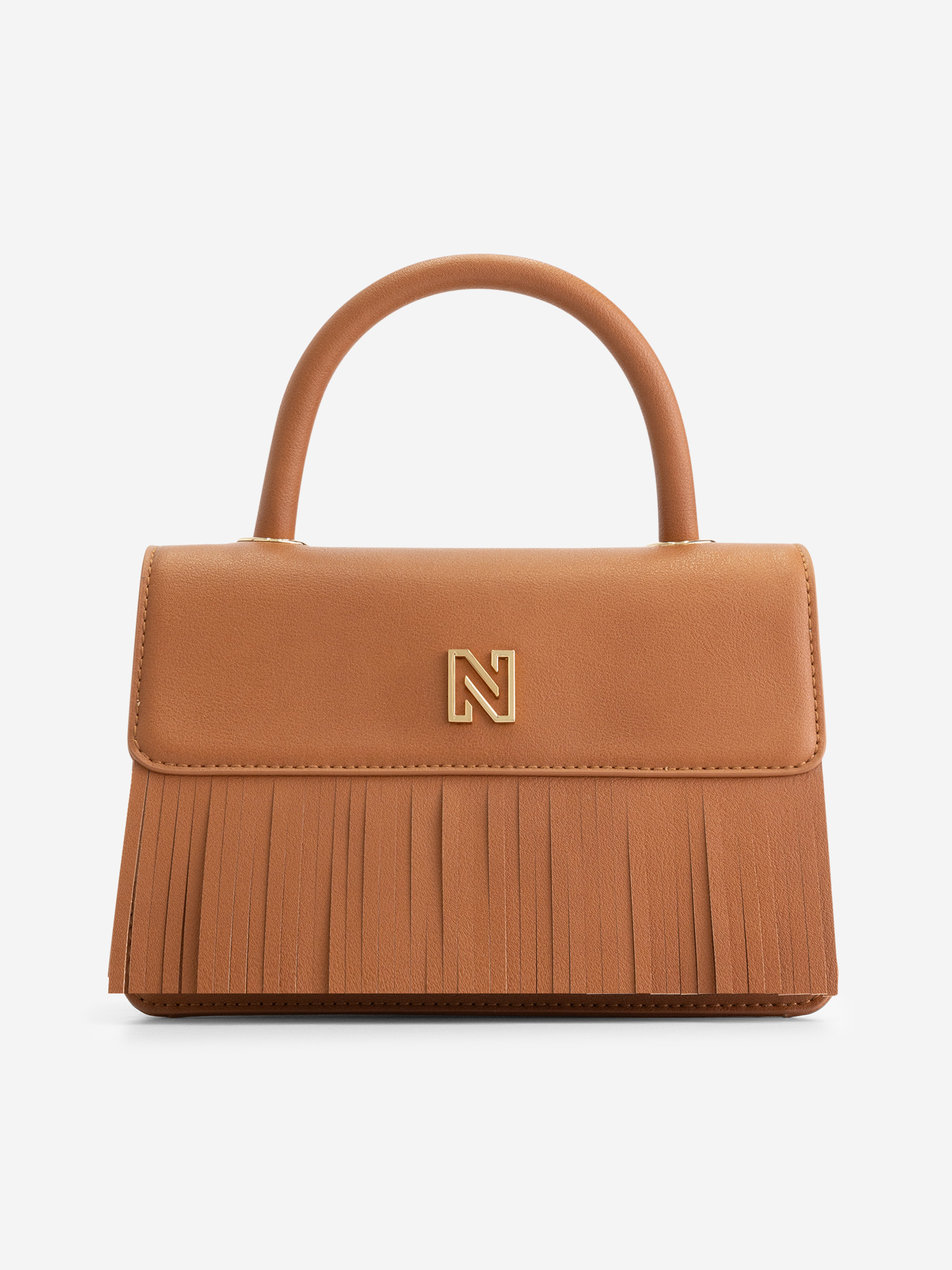 Small shoulder bag with fringes and logo