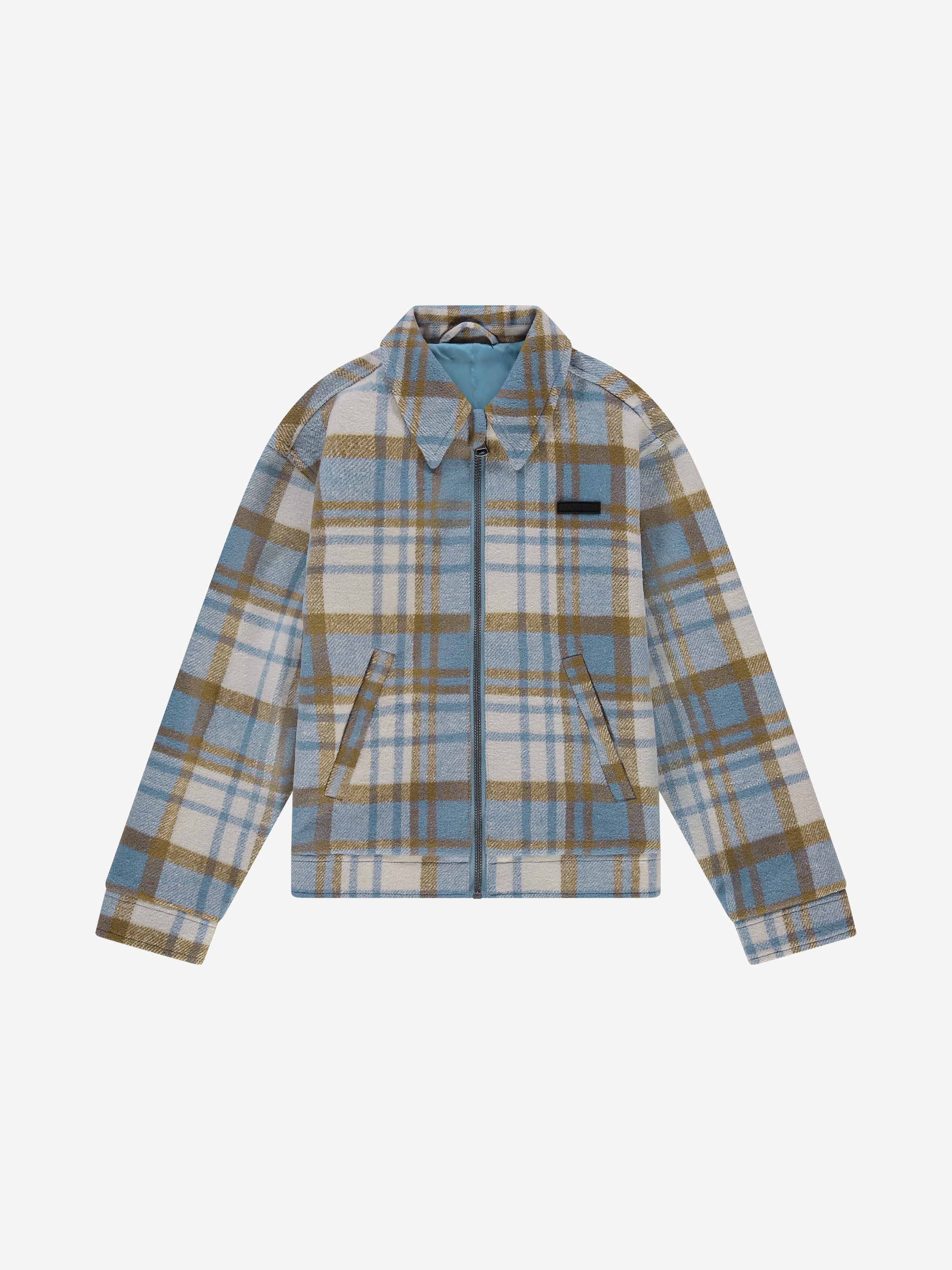 Checkered jacket with logo patch