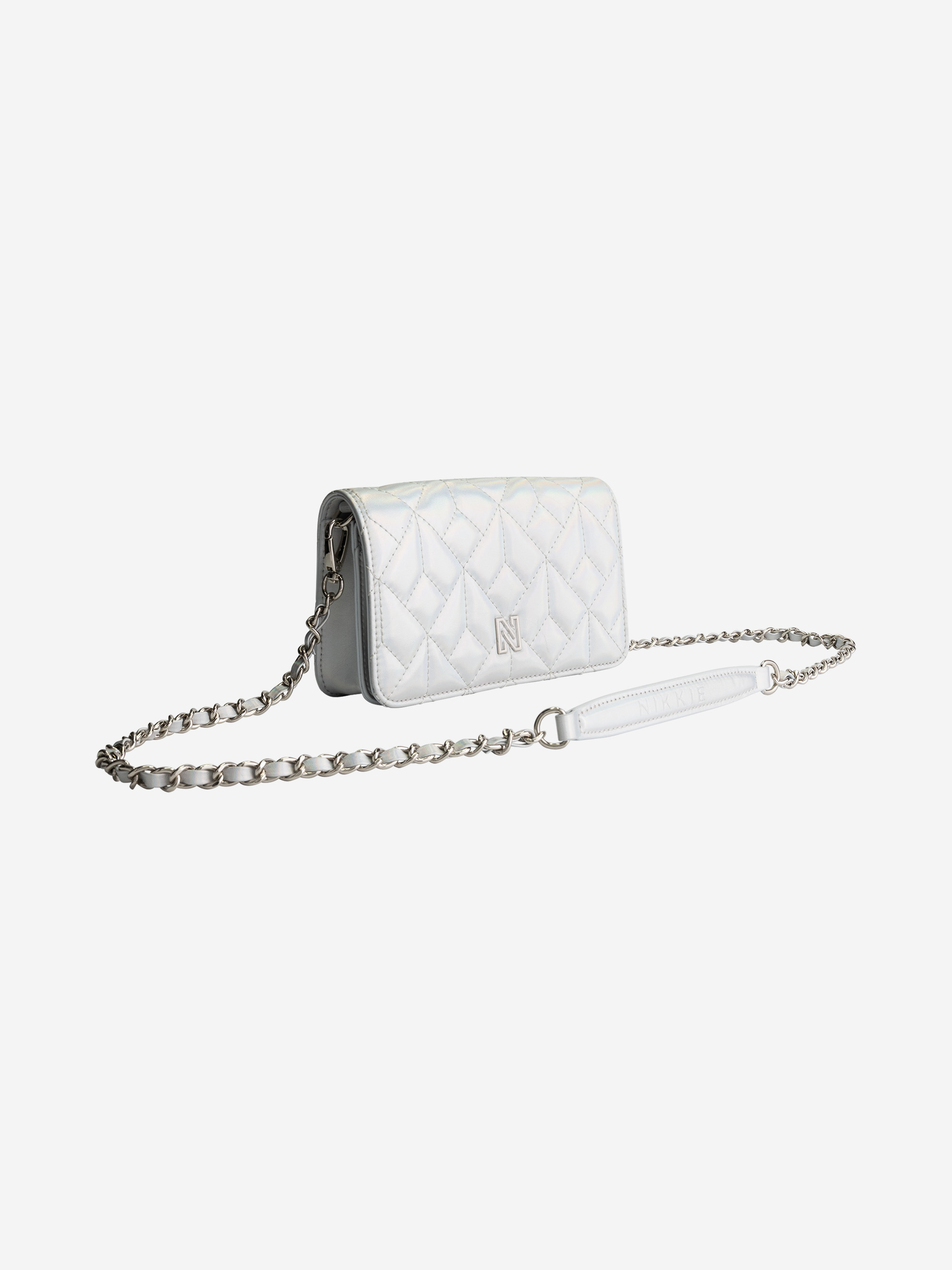 Metallic shoulderbag with chain